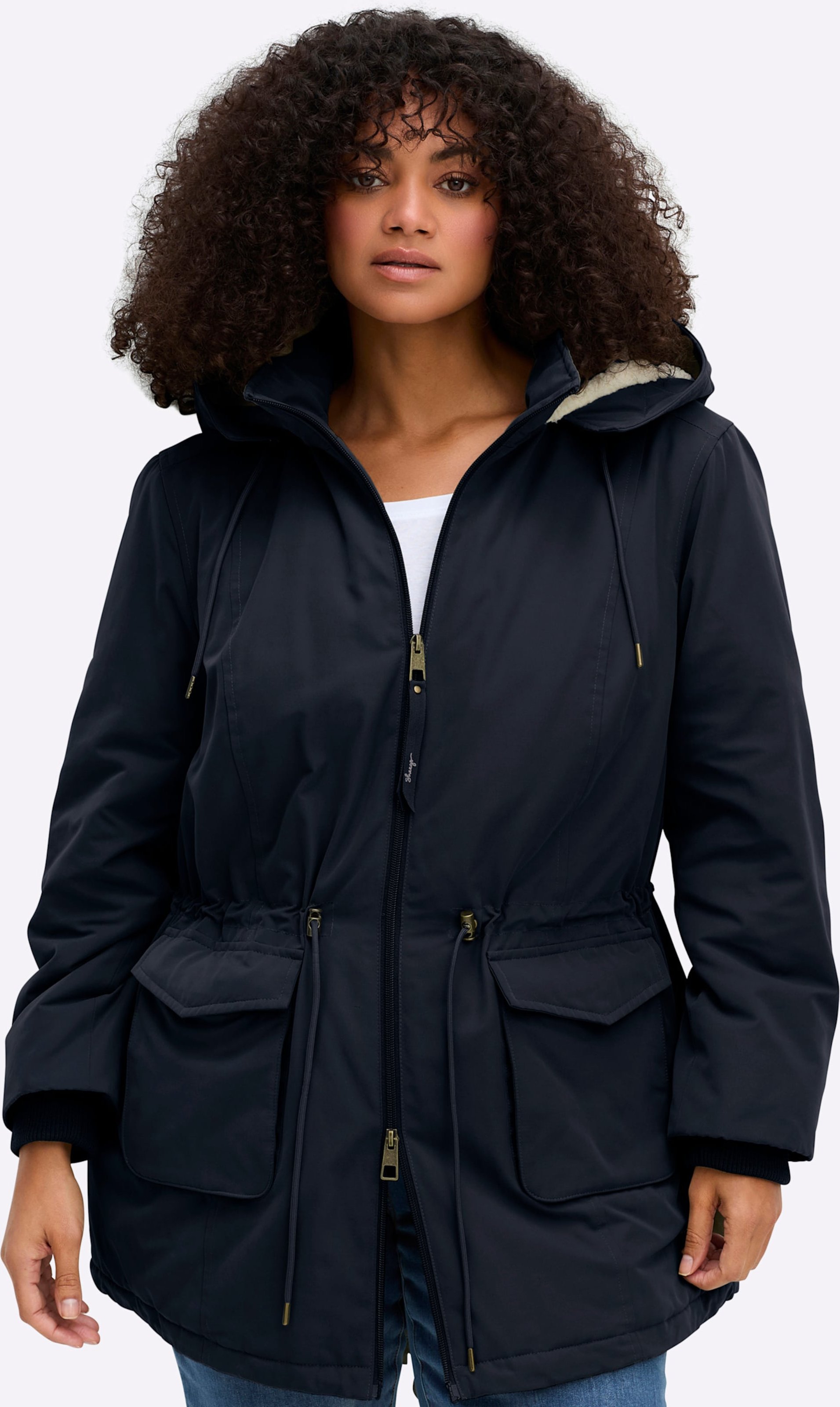 Sheego Parka mit Teddyfleece-Kapuze
