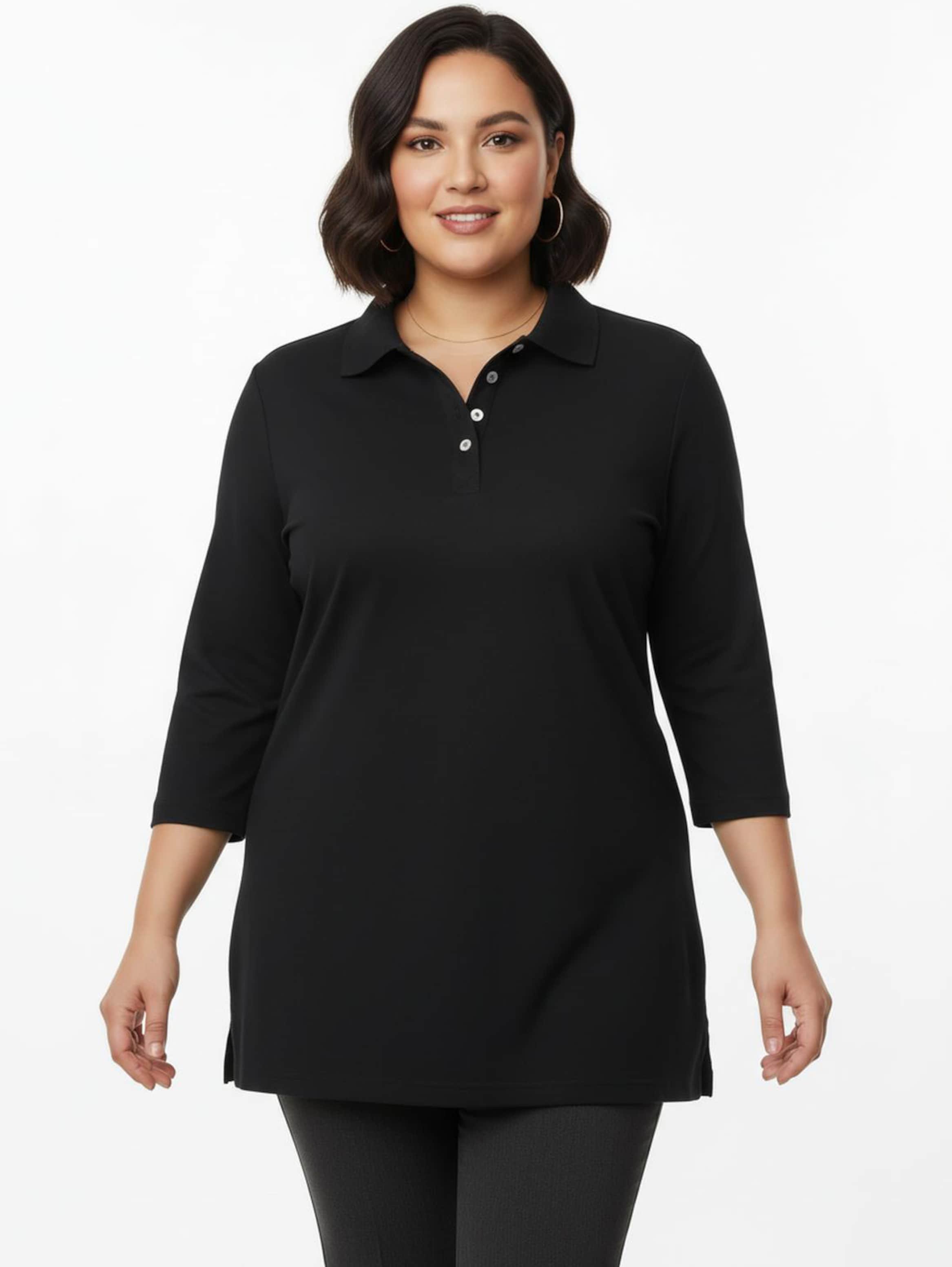 Sheego Longshirt mit kurzer Knopfleiste