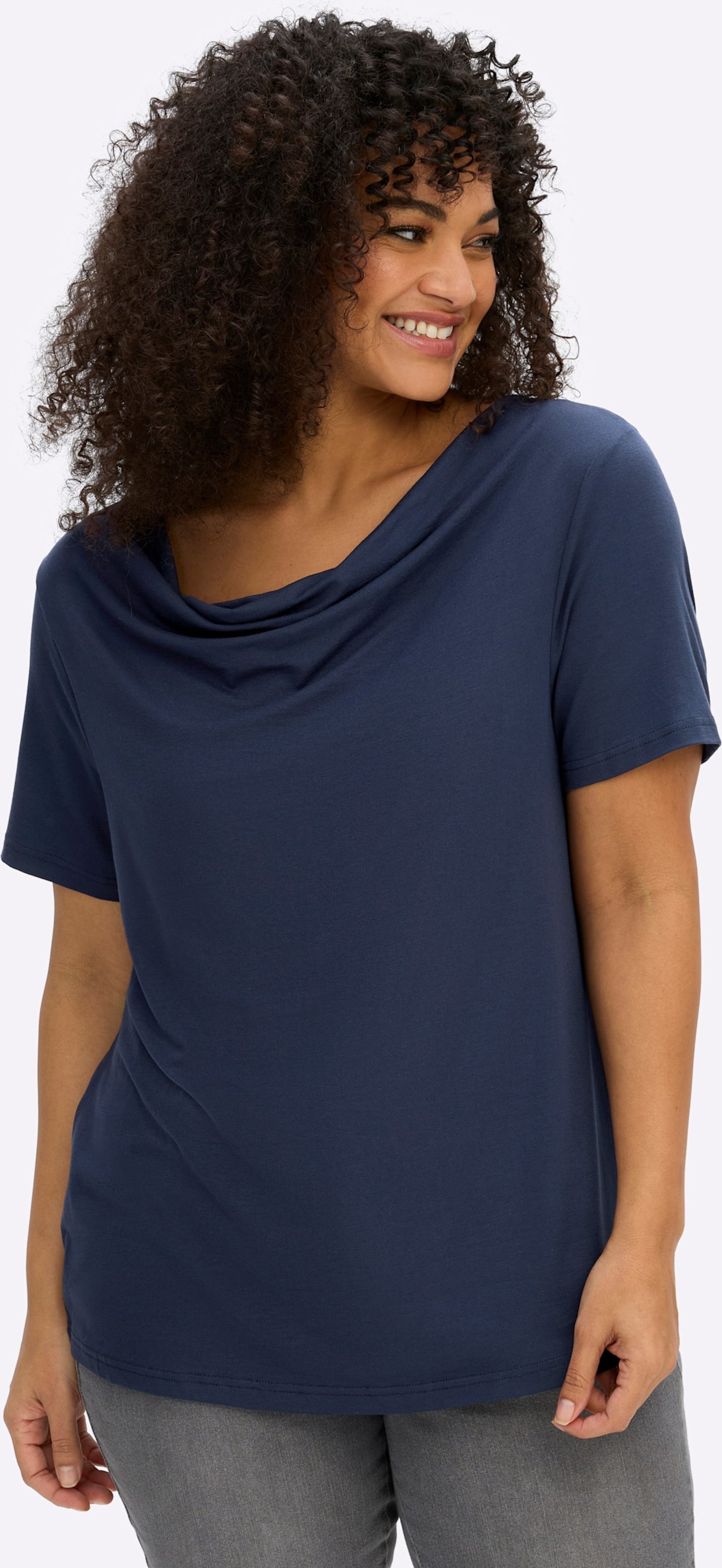 Sheego Wasserfallshirt mit kurzen Ärmeln