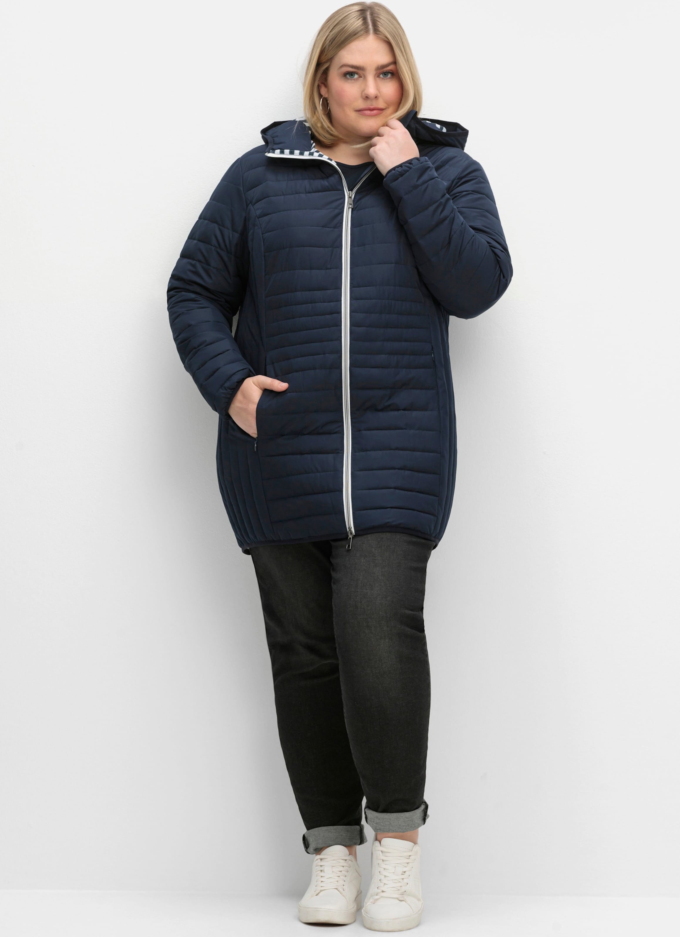 Sheego Steppjacke mit gestreiftem Innenfutter, in Longform