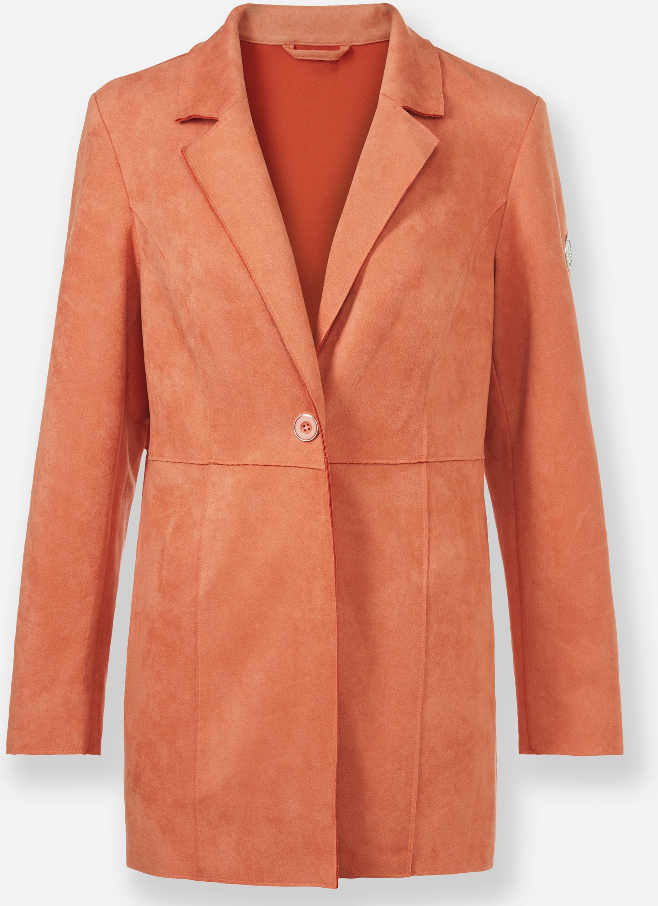 Sheego Longblazer in Veloursleder-Optik