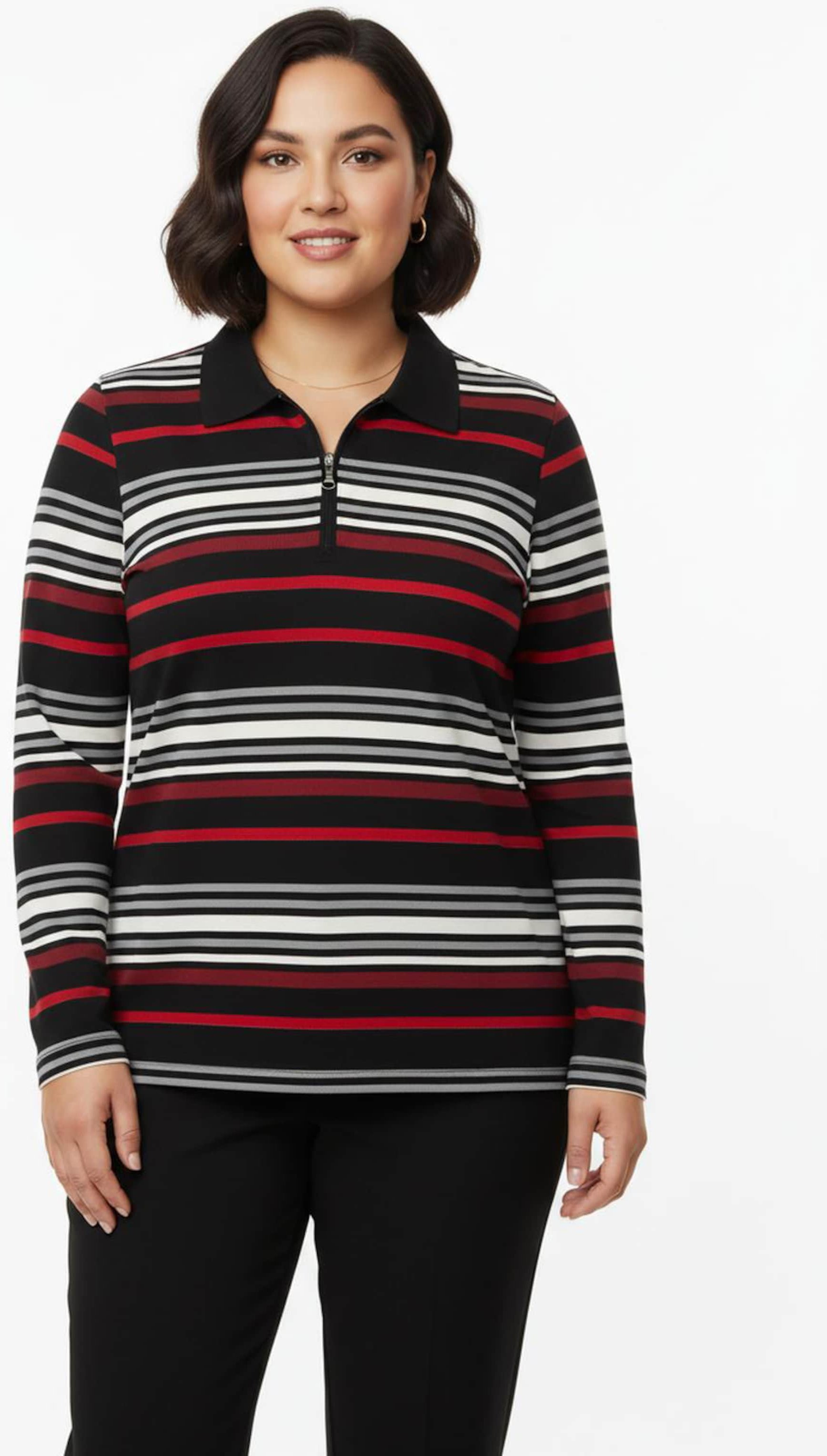 Sheego Poloshirt mit kurzem Zipper