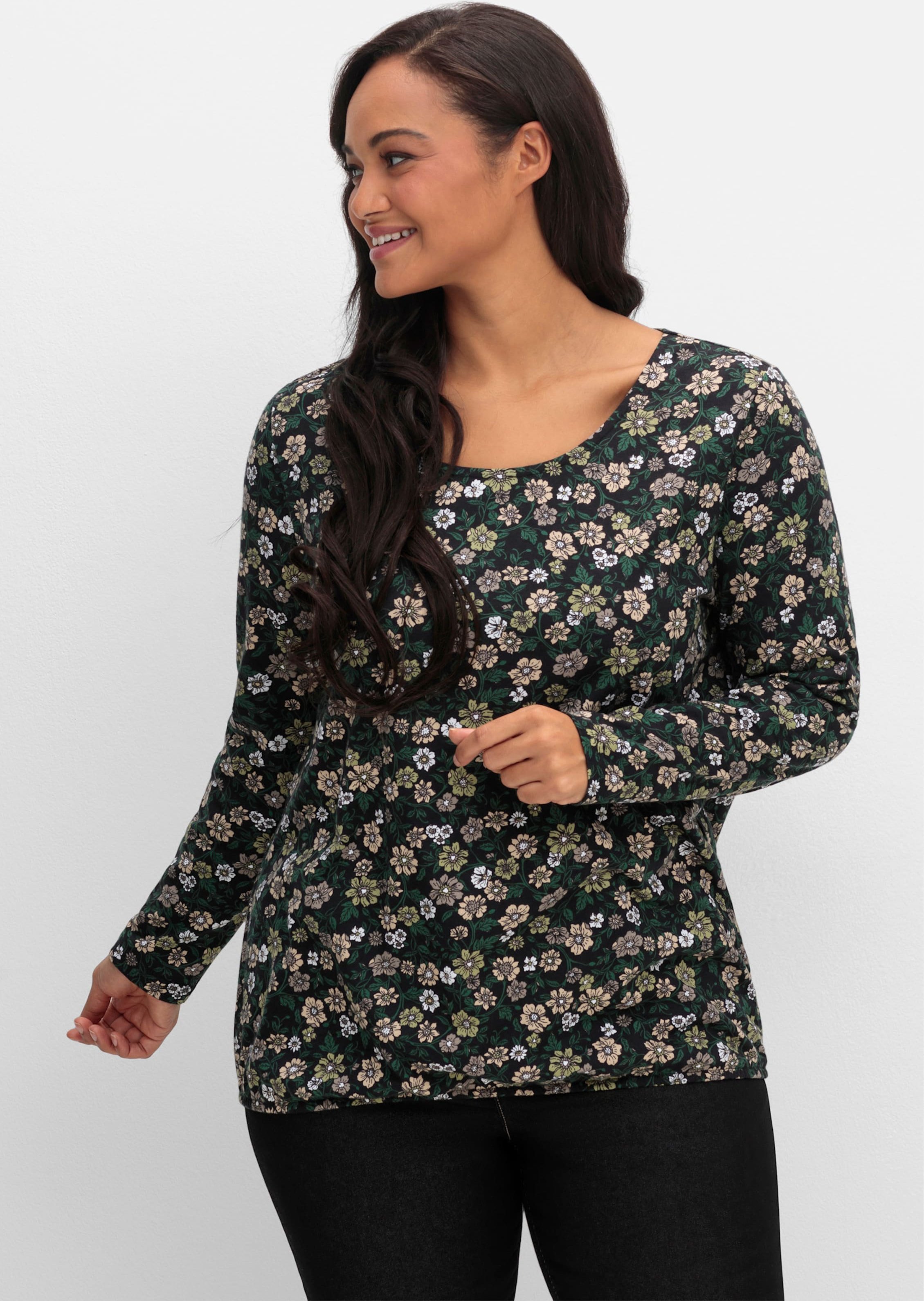 Sheego Langarmshirt im Blumen-Dessin