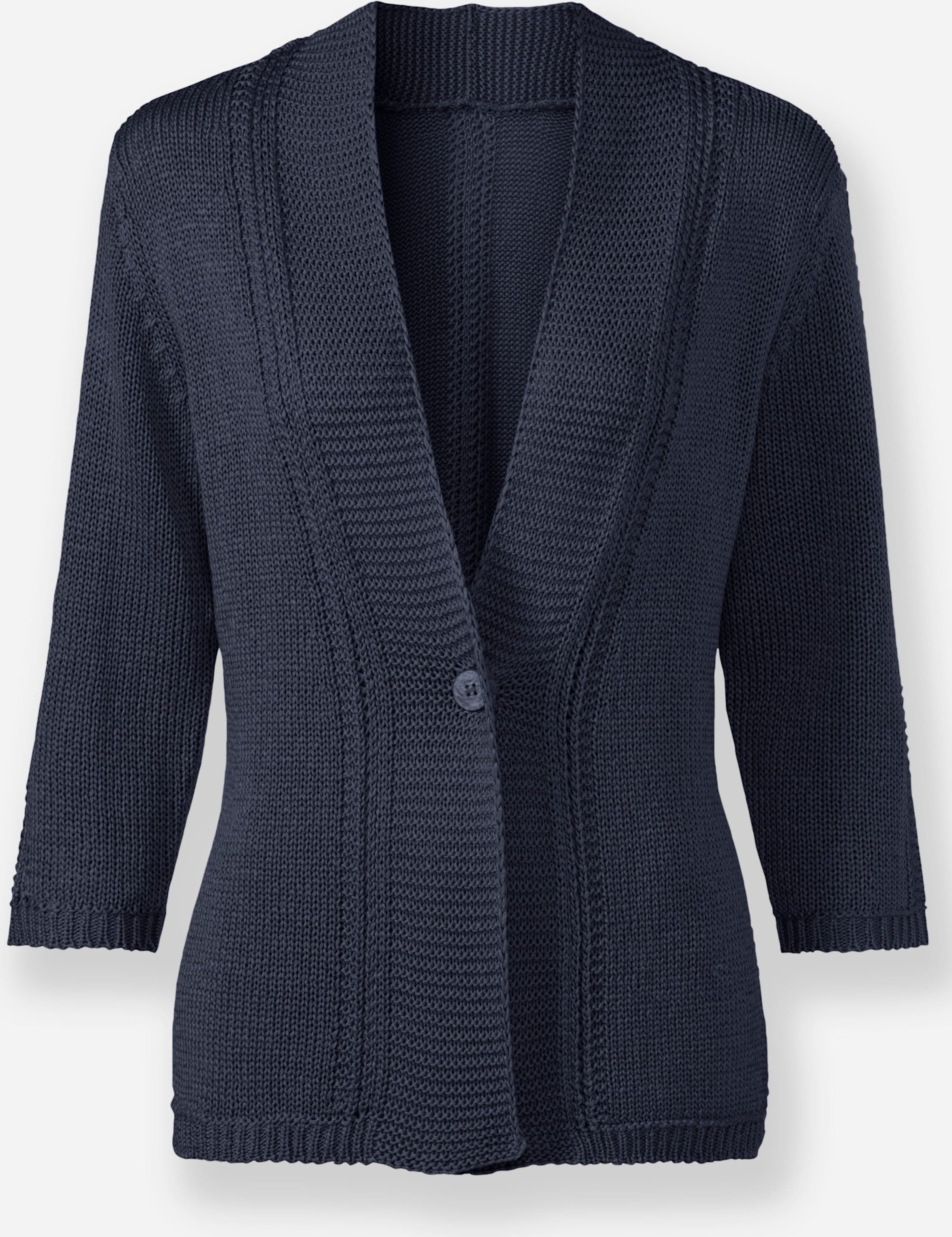 Sheego Strickjacke in pflegeleichtem Bändchengarn