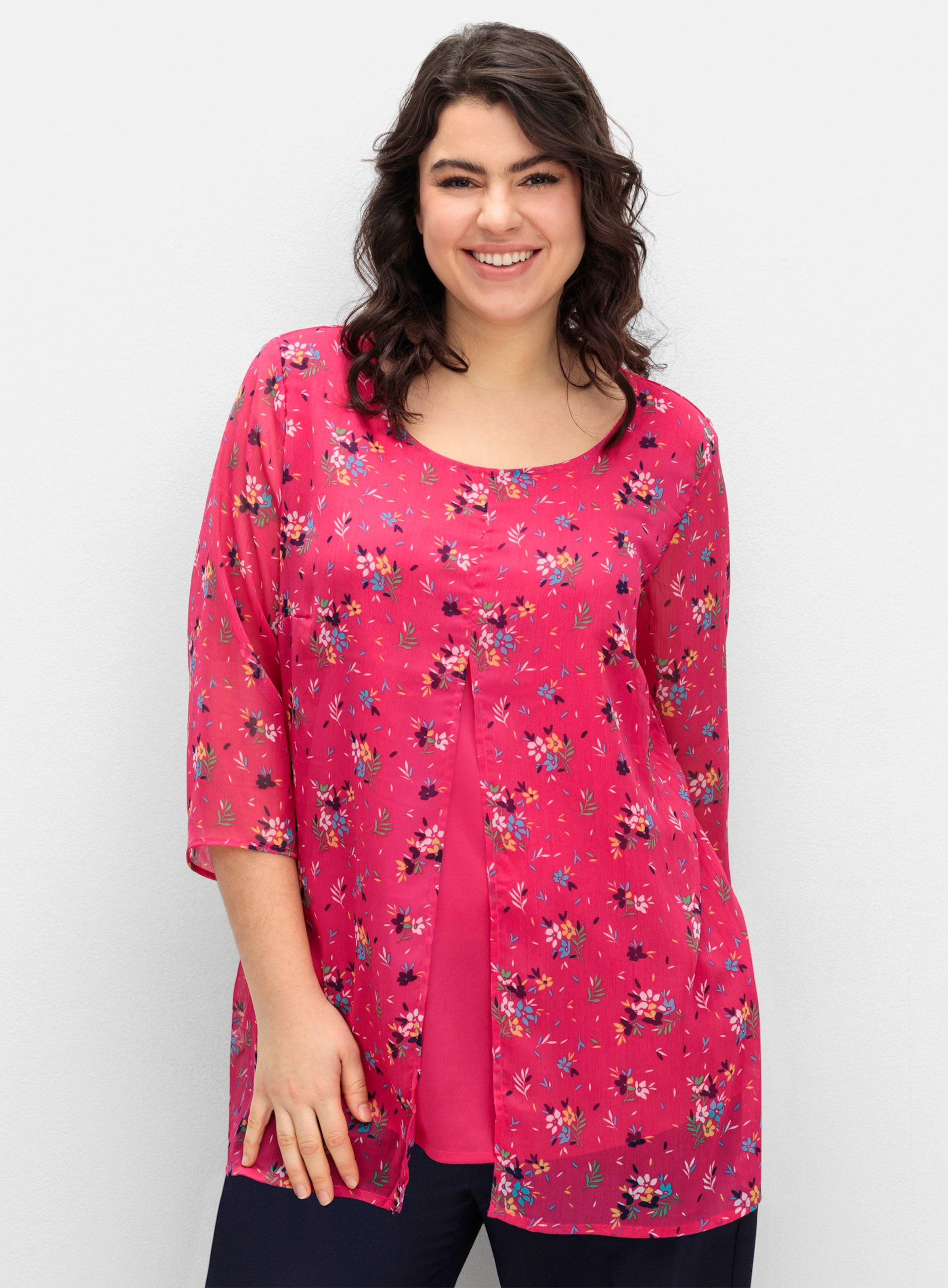 Sheego Longbluse im Lagenlook mit Chiffon