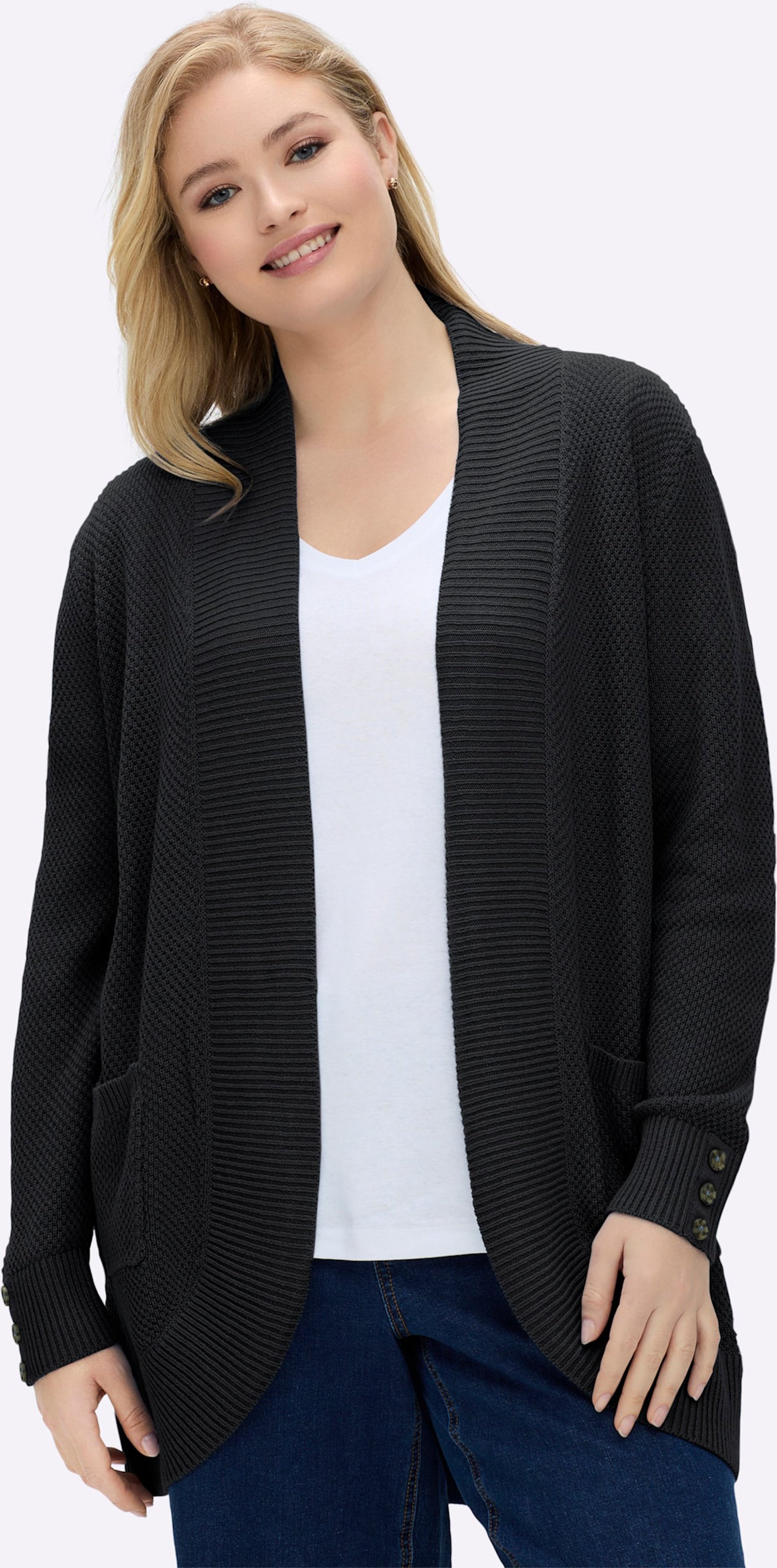 Sheego Longstrickjacke mit Struktur-Muster