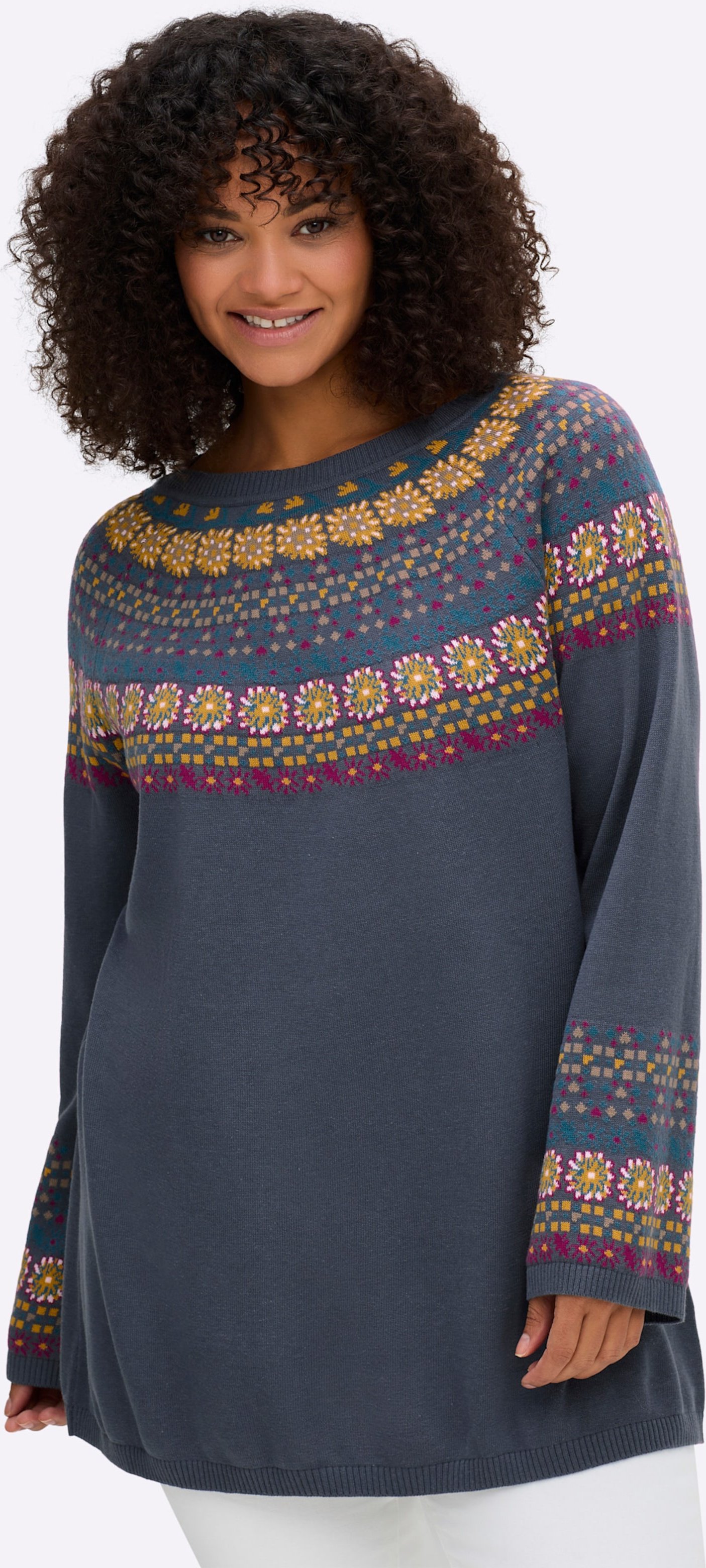 Sheego Pullover mit Norweger-Jacquard-Muster