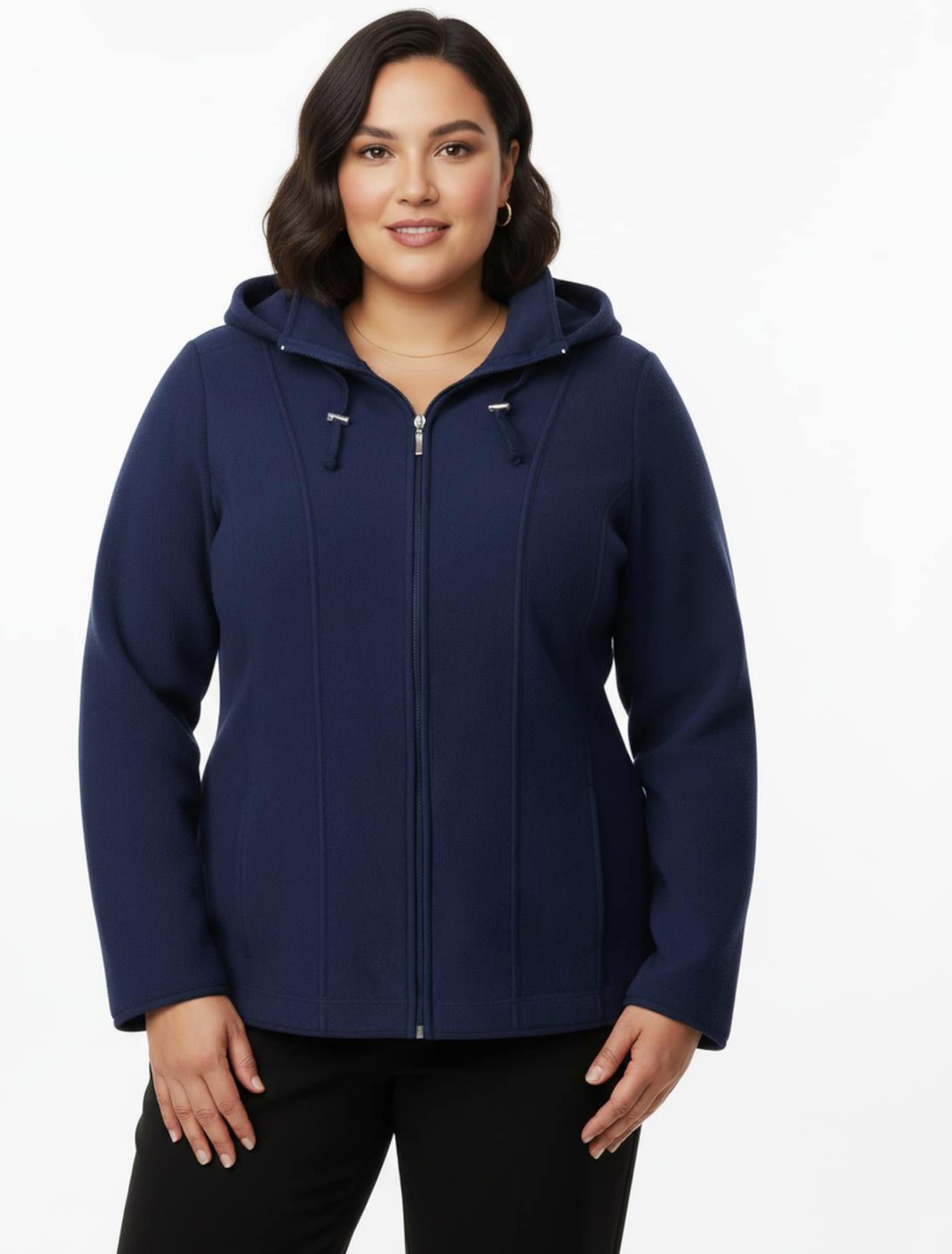 Sheego Fleecejacke mit abnehmbarer Kapuze