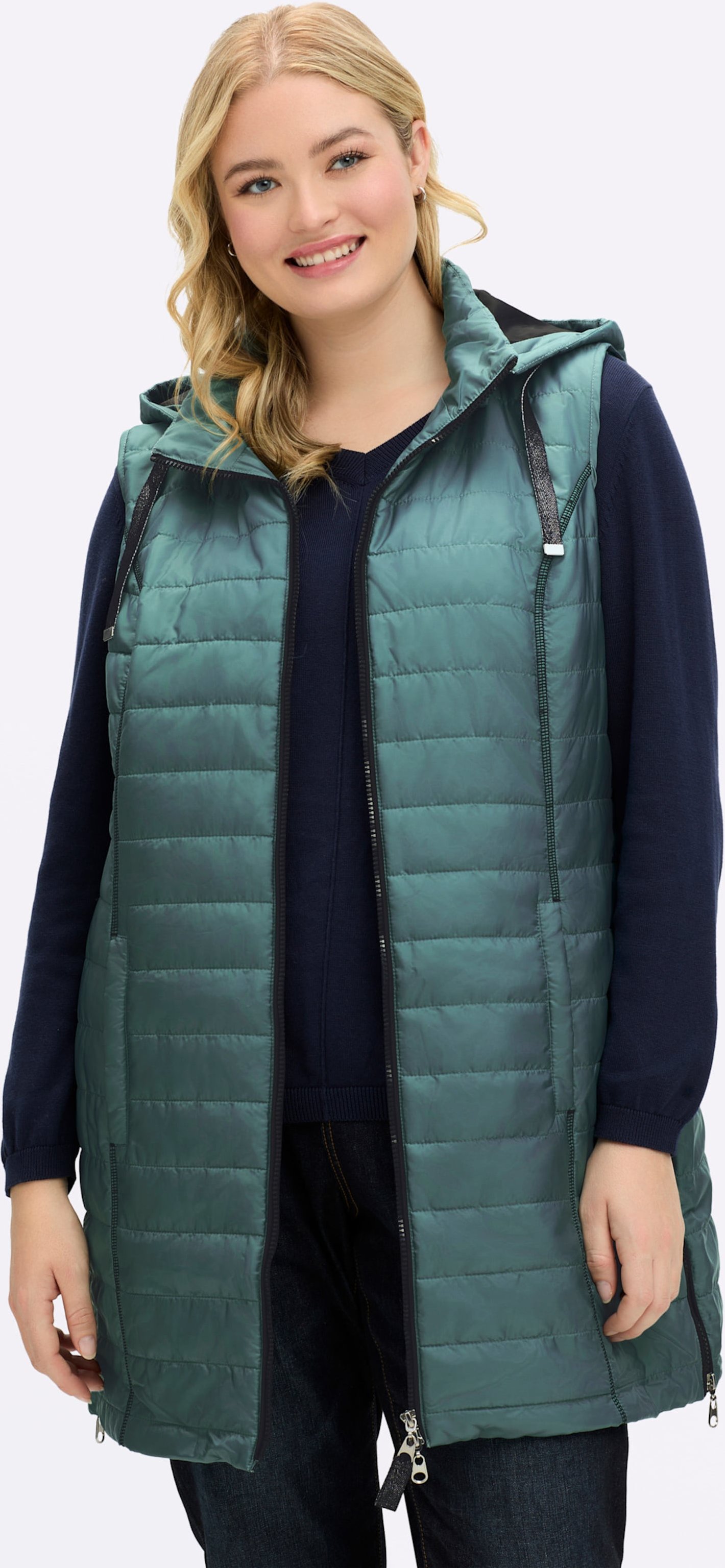 Sheego Longweste mit abnehmbarer Kapuze