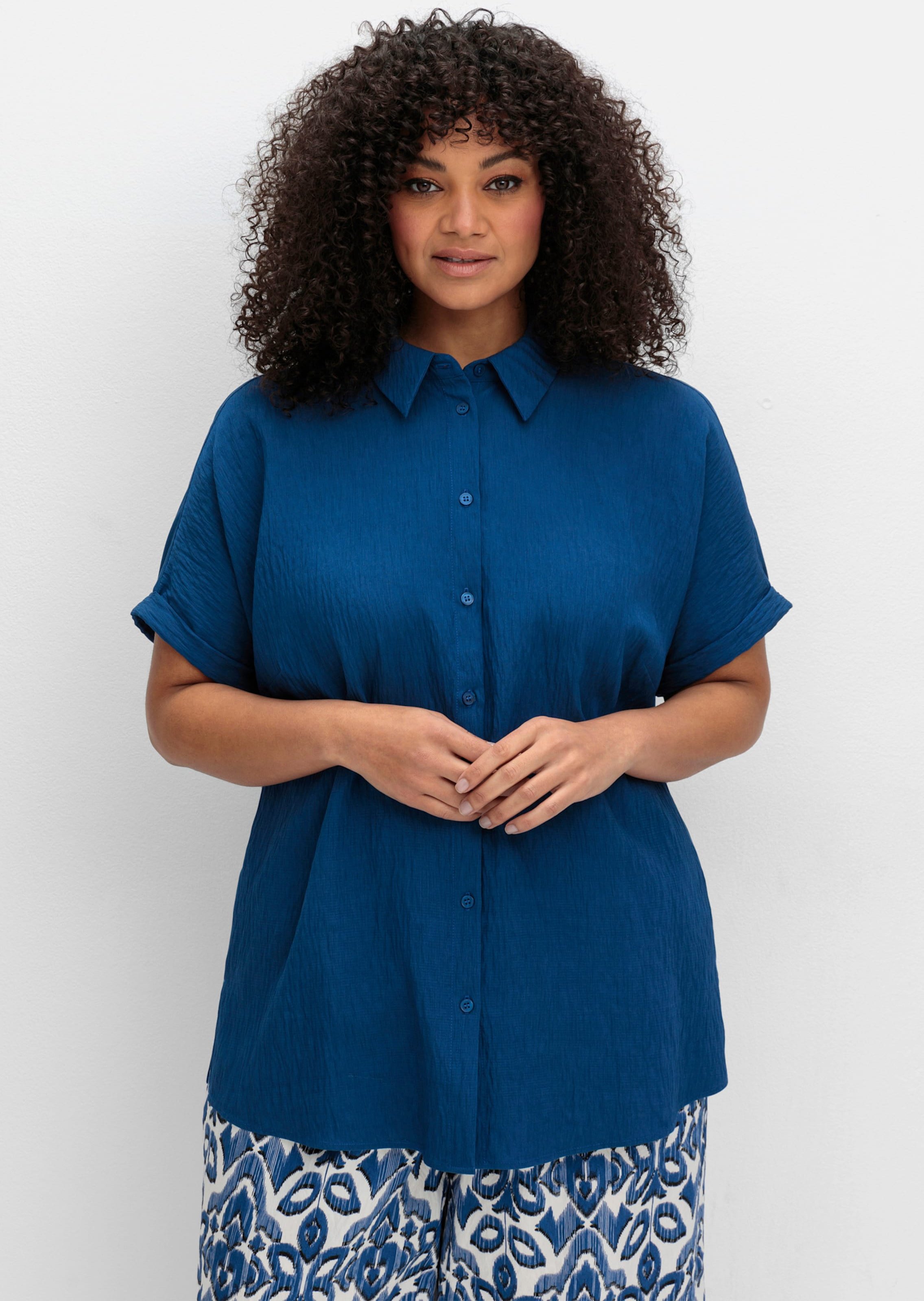 Sheego Hemdbluse im Materialmix