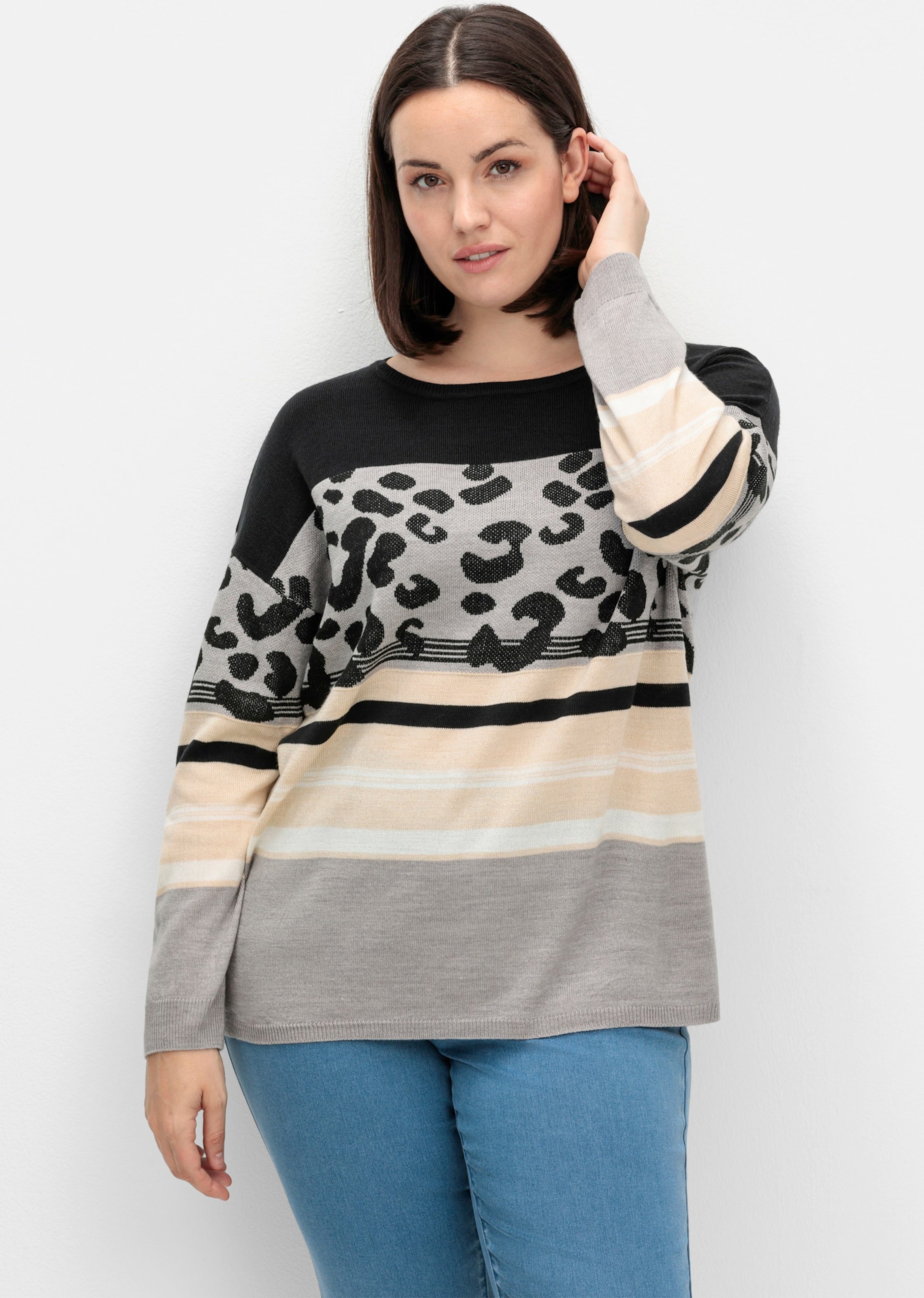 Sheego Rundhalspullover im Animal-Print, weich