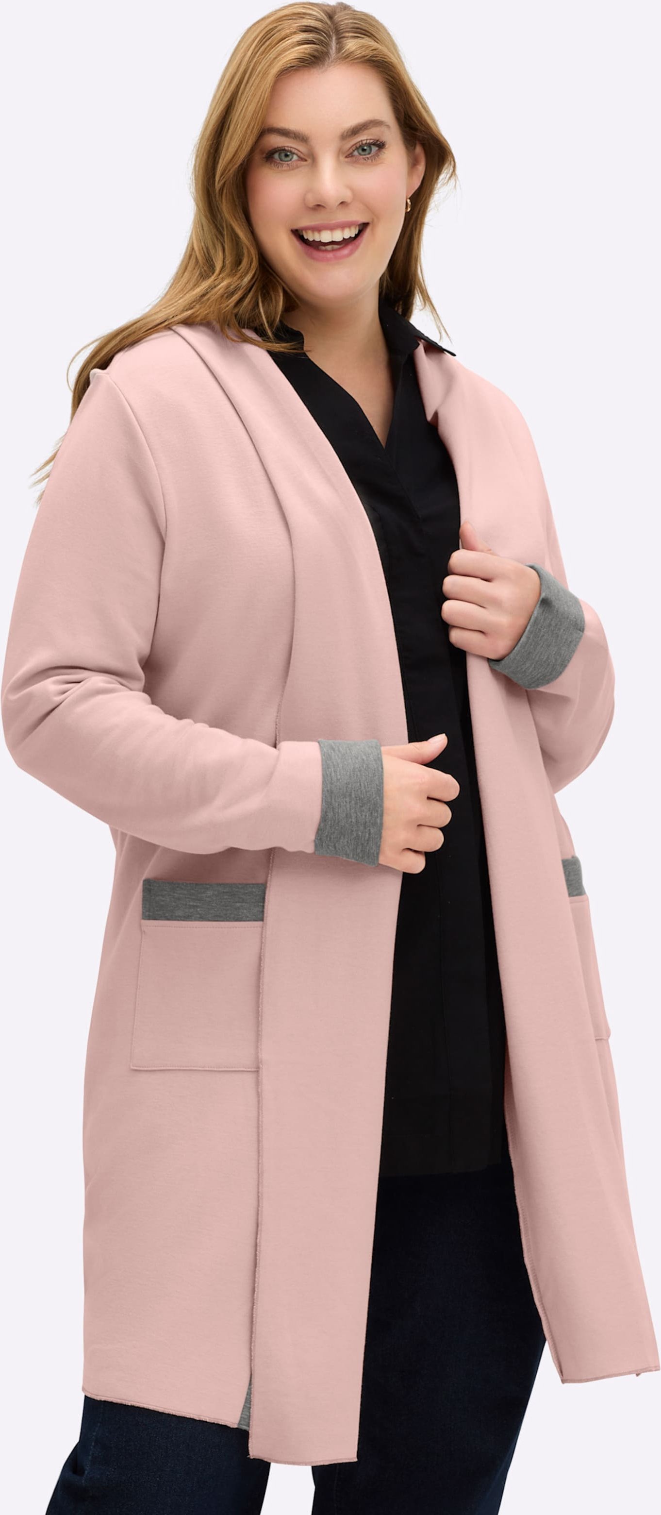 Sheego Shirtjacke in Interlock-Jersey-Qualität