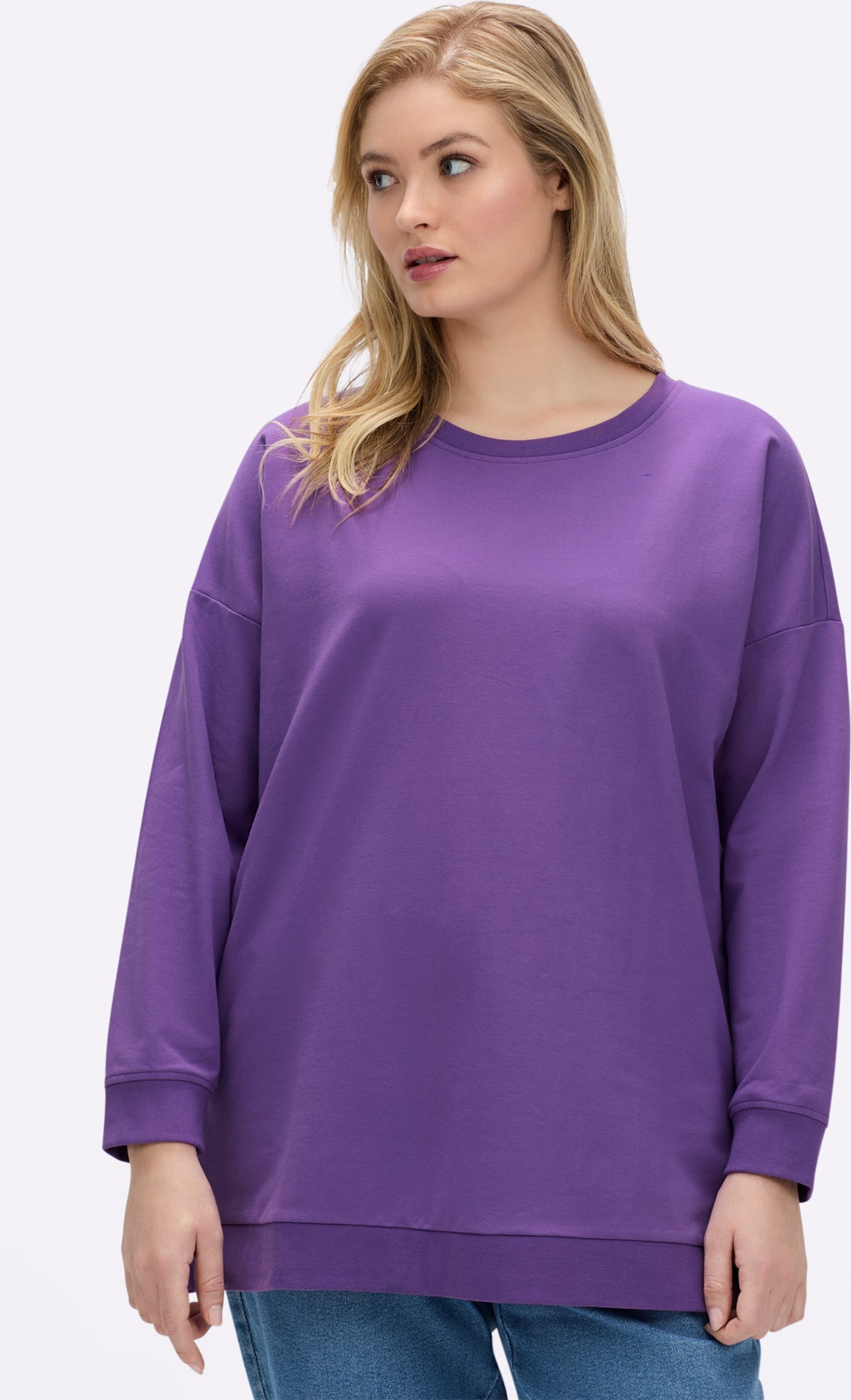 Sheego Longsweatshirt mit Ripp-Abschlüssen