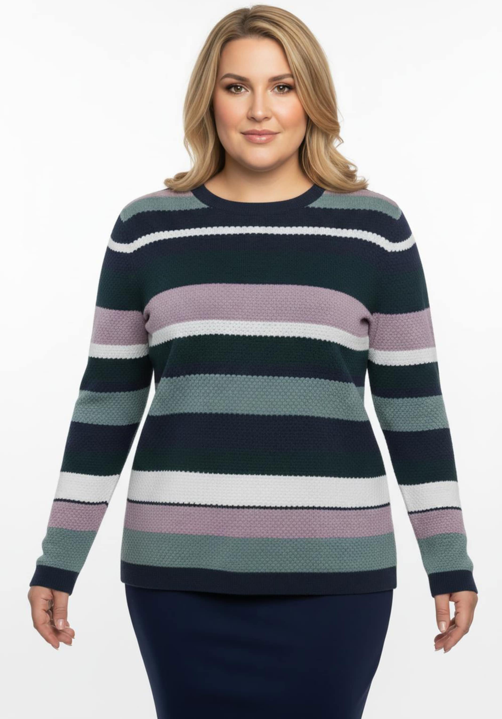 Sheego Streifenpullover mit Strukturmuster