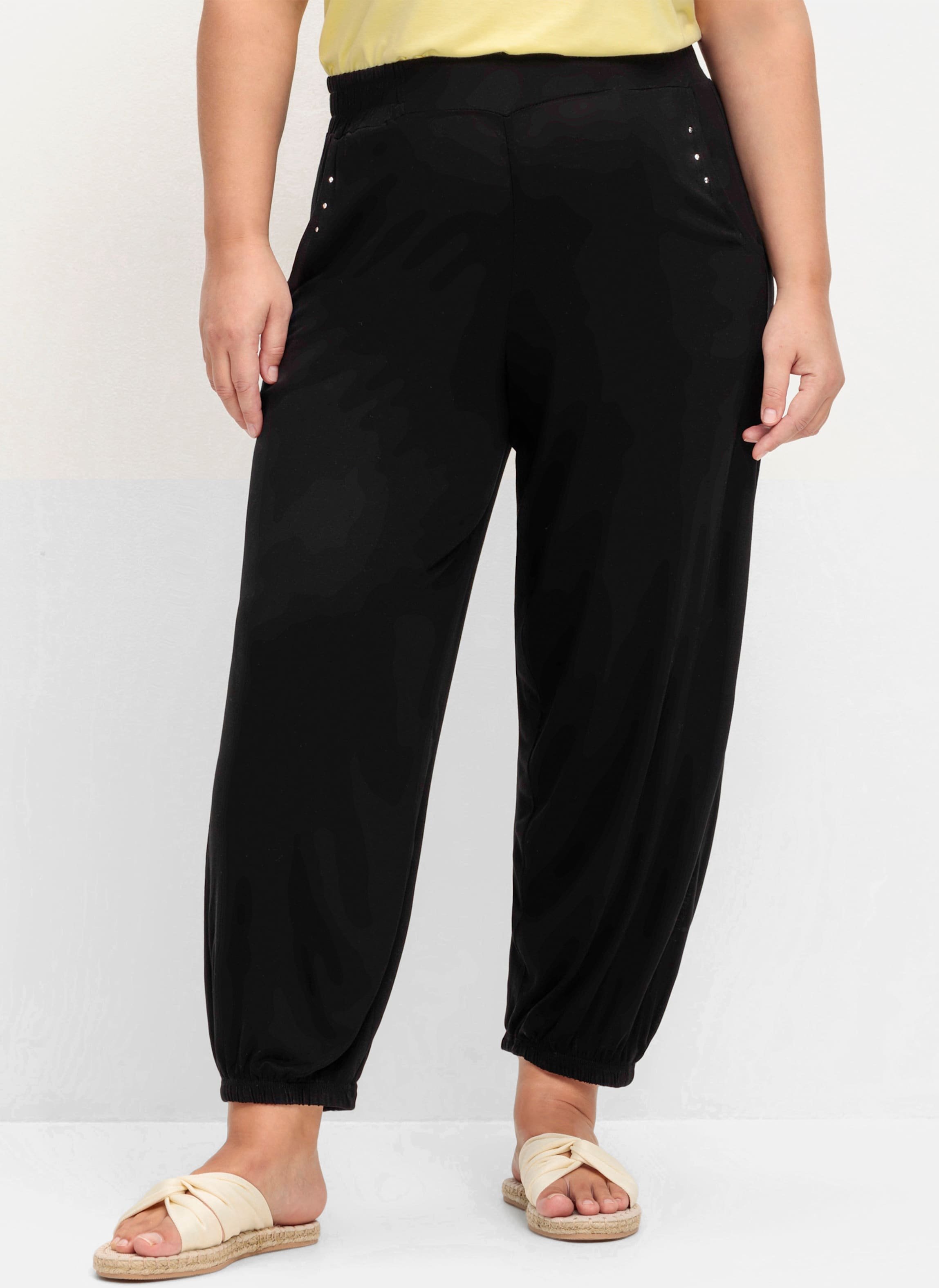 Sheego Jerseyhose mit elastischen Bündchen, Viskose