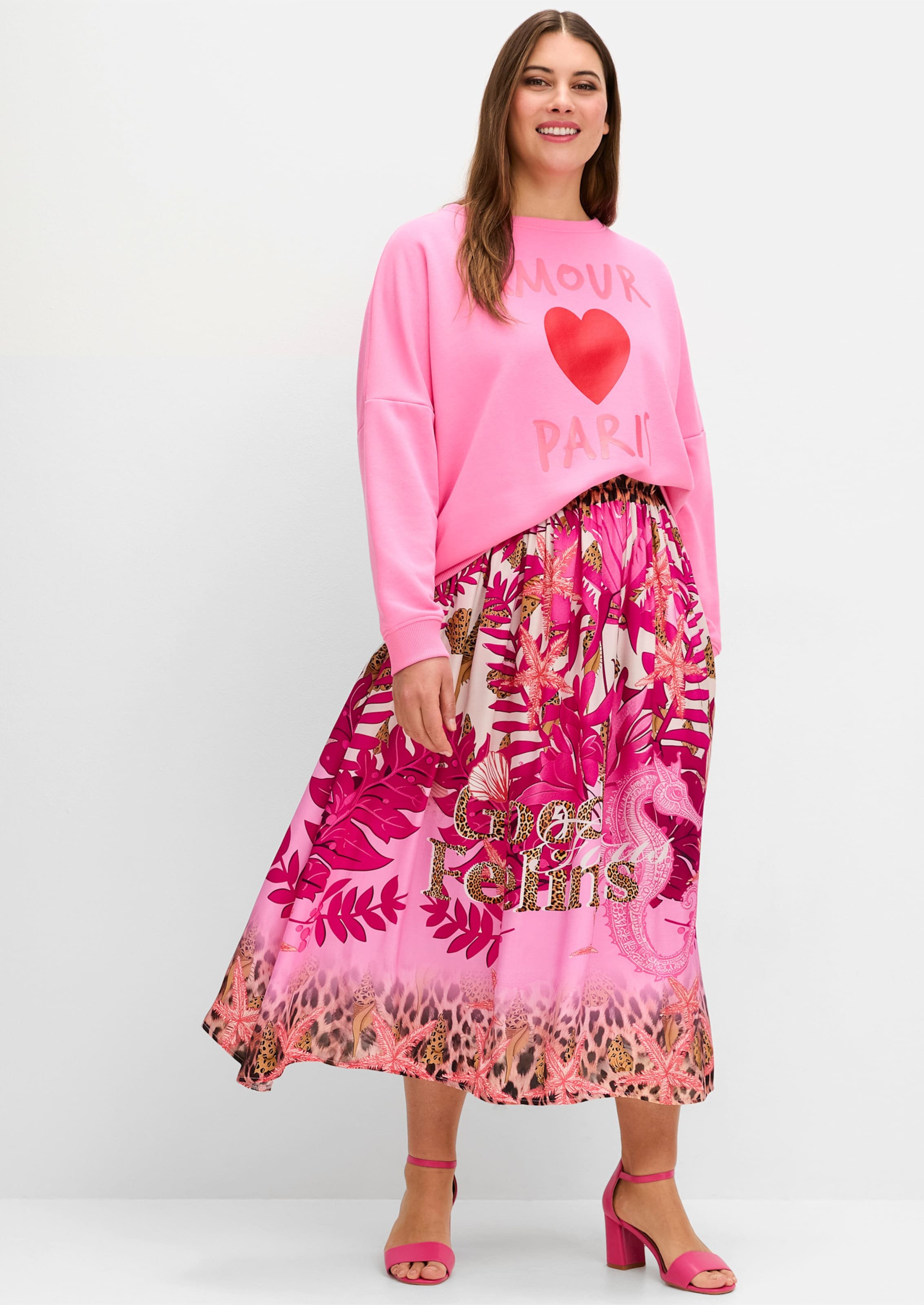 Sheego Sweatshirt Frontdruck und Rundhals