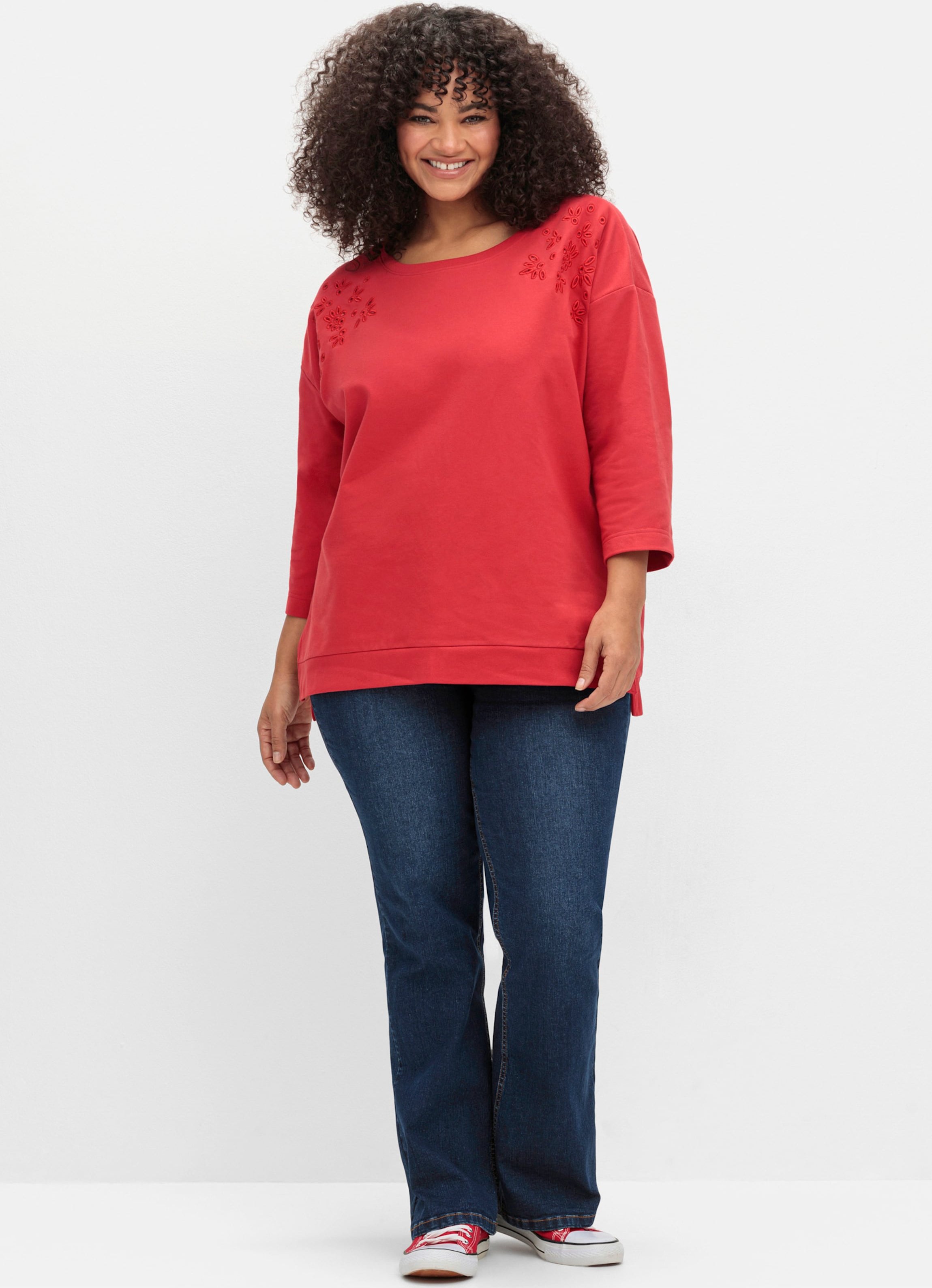 Sheego Sweatshirt mit Lochmuster