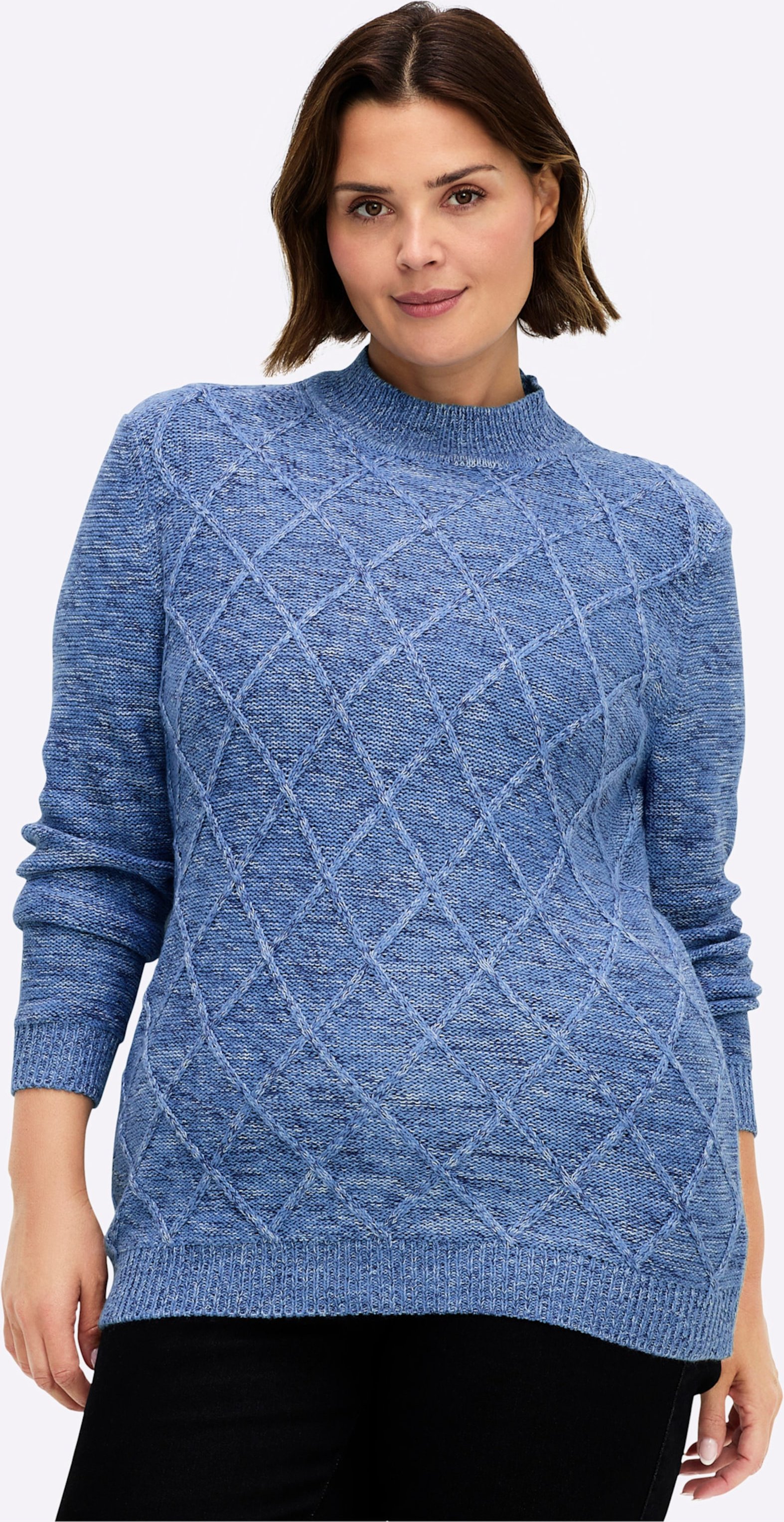 Thumbnail - Sheego Stehkragenpullover im Rauten-Dessin