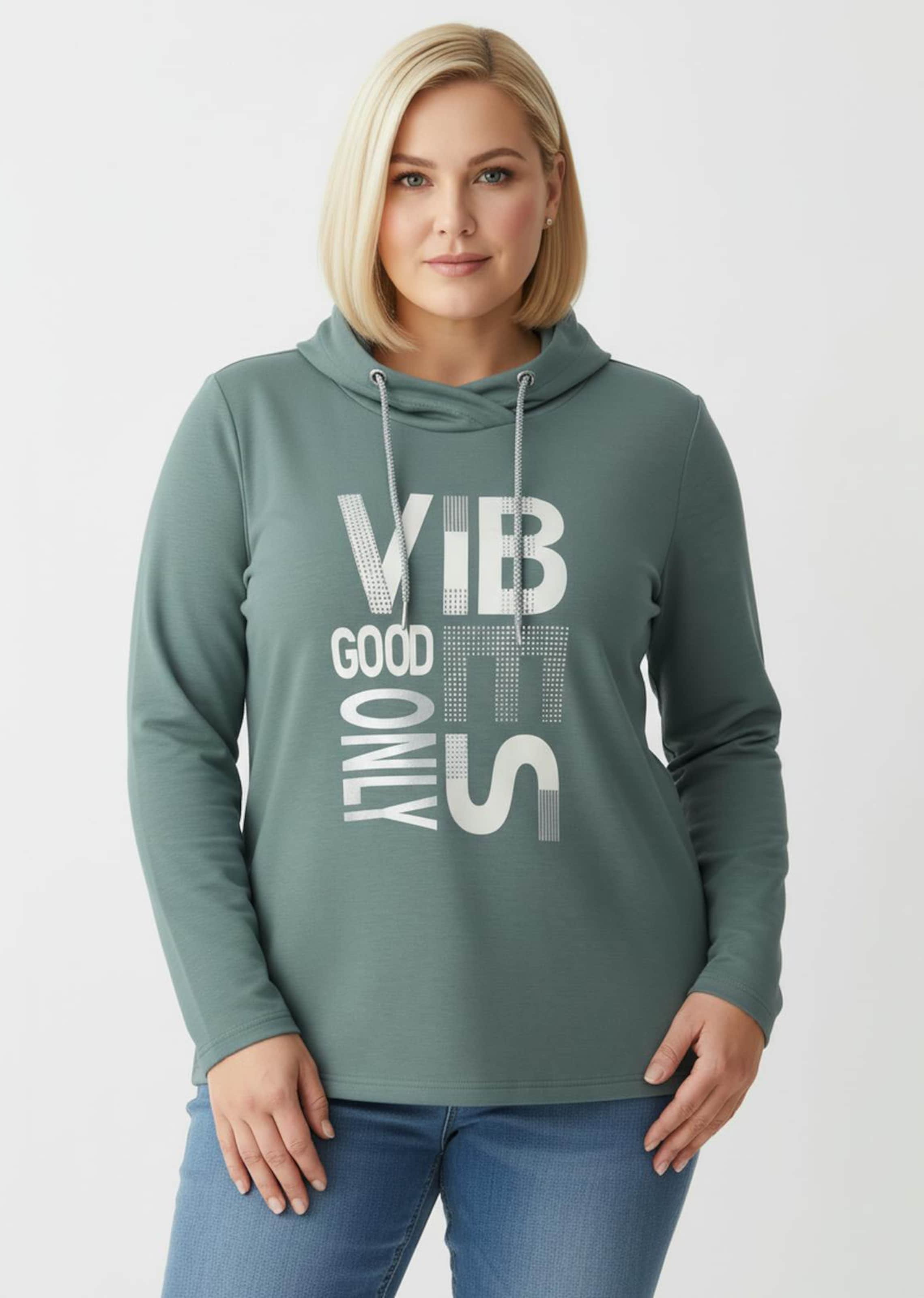 Thumbnail - Sheego Langarmshirt mit silberfarbigem Print