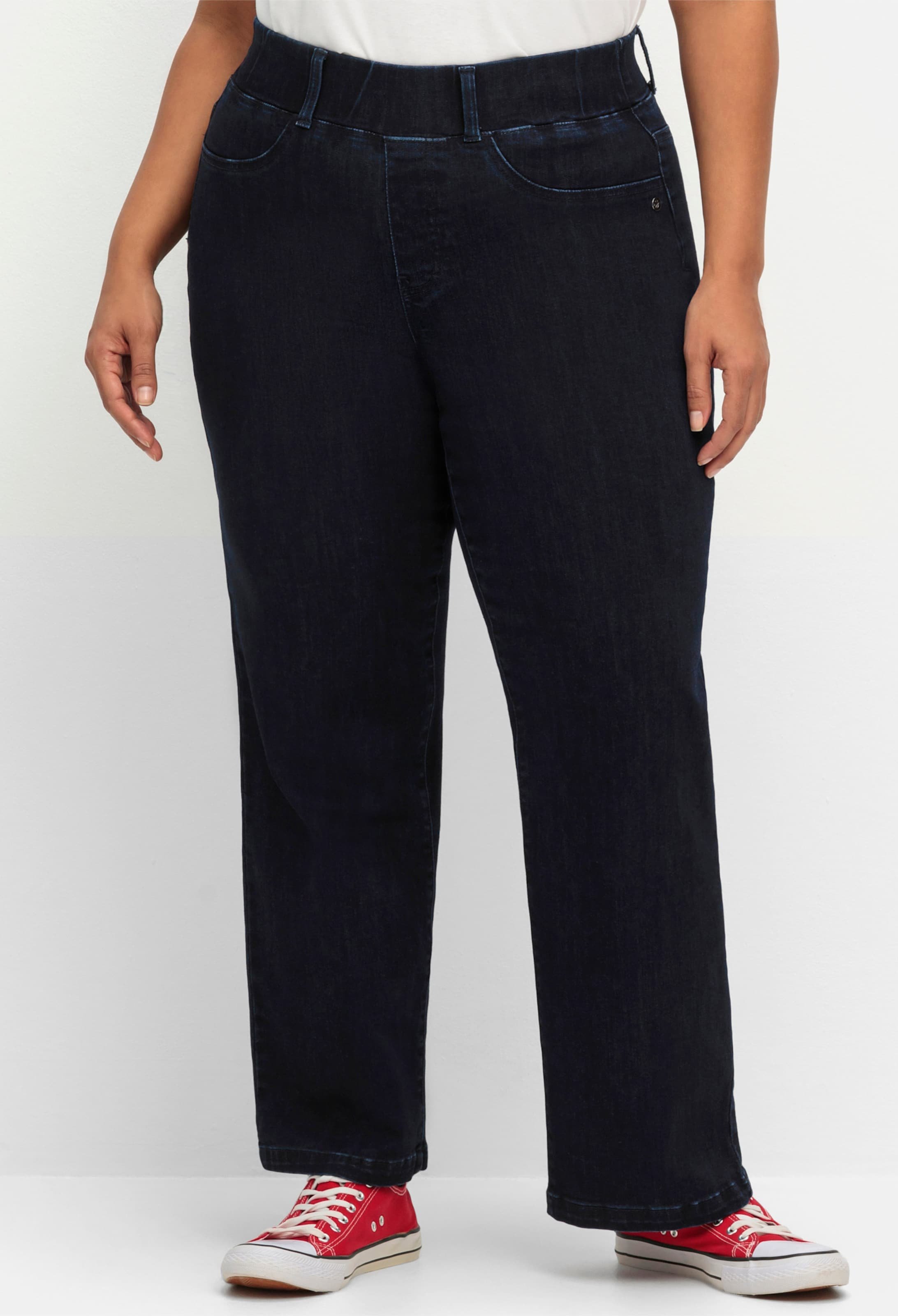 Sheego Schlupfjeans mit durchgehend weitem Bein