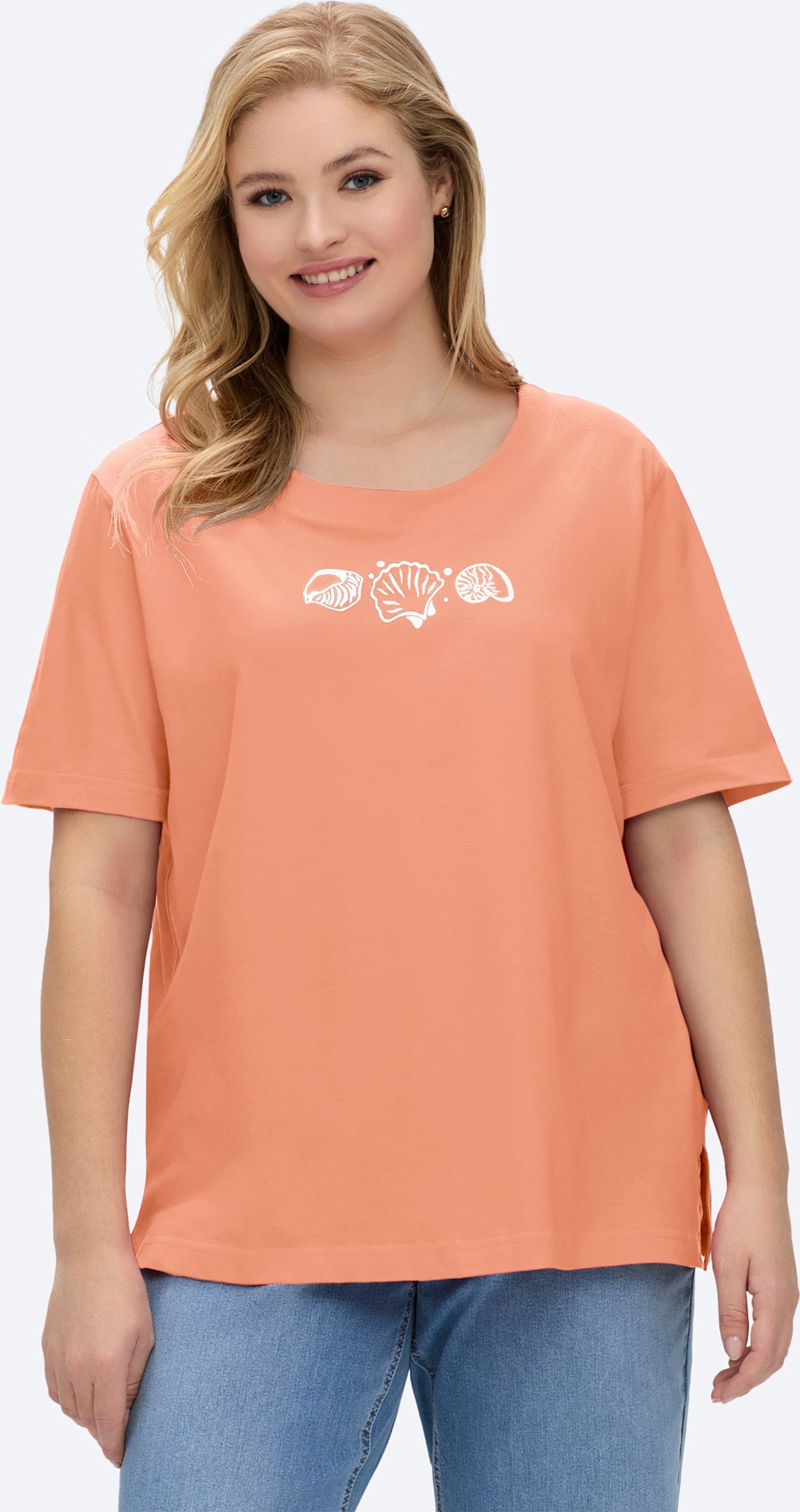 Sheego Kurzarmshirt mit Muschel-Druck