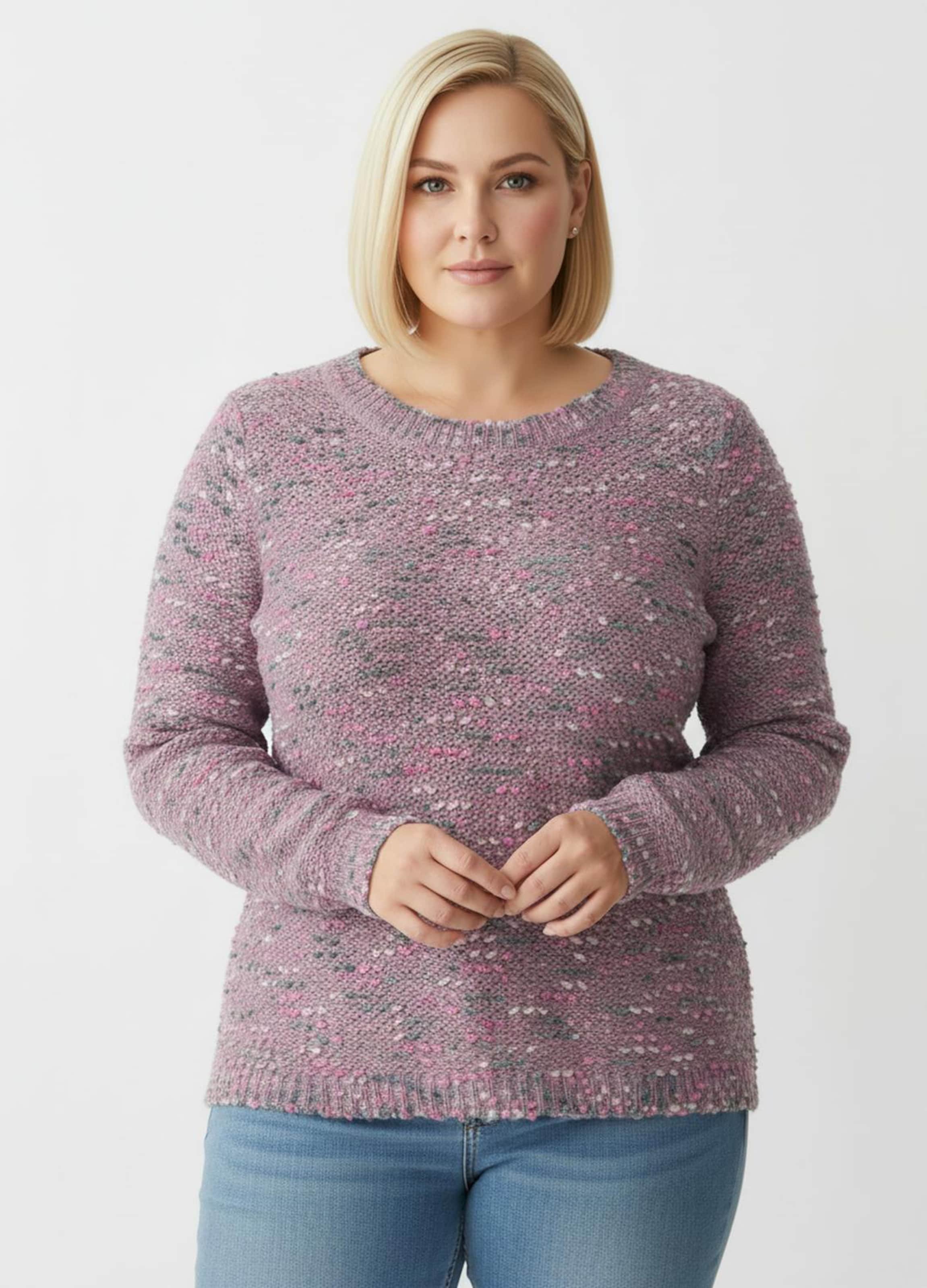 Sheego Bouclé-Pullover in Linksstrick