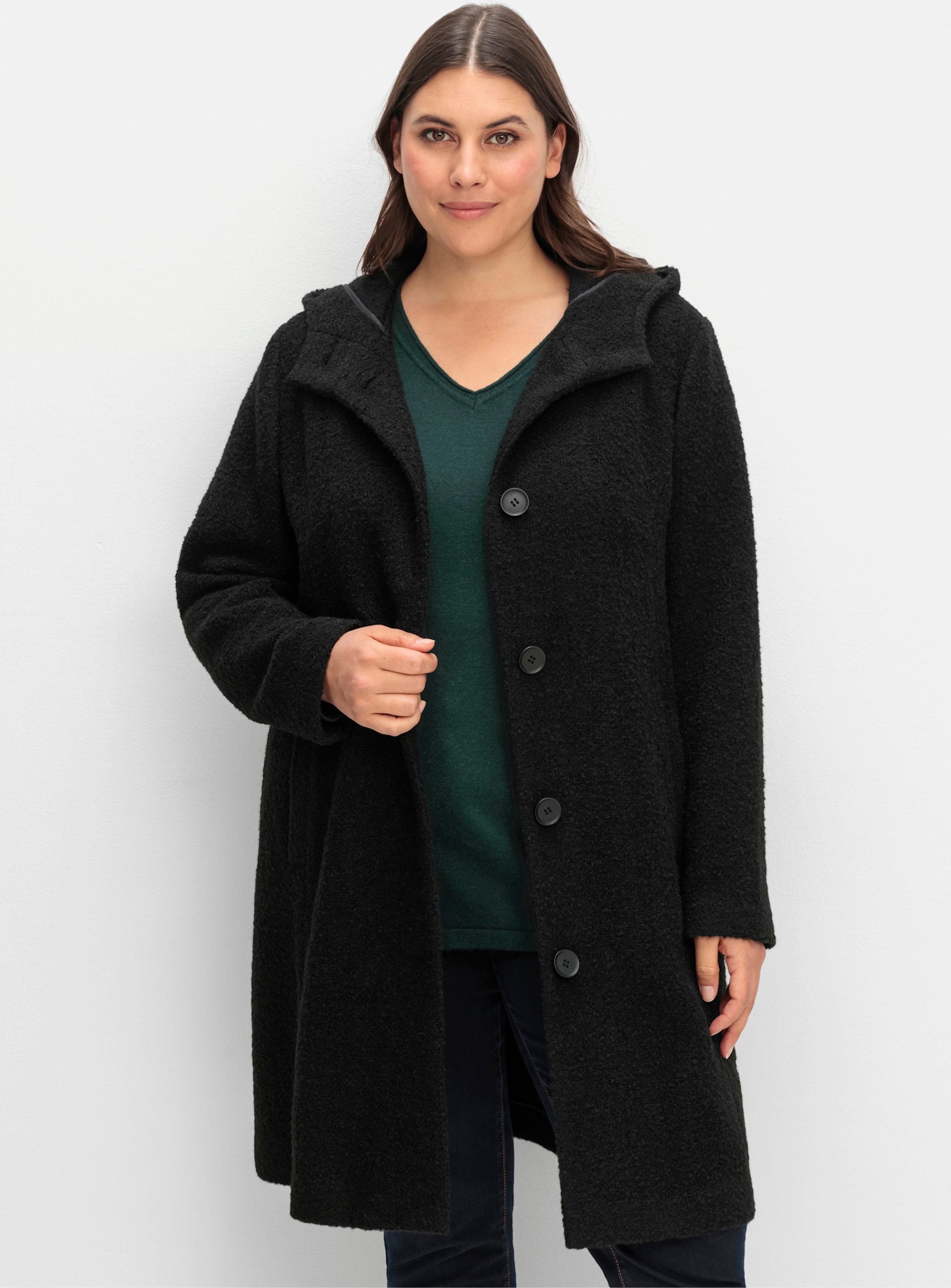 Sheego Kurzmantel in Bouclé-Qualität