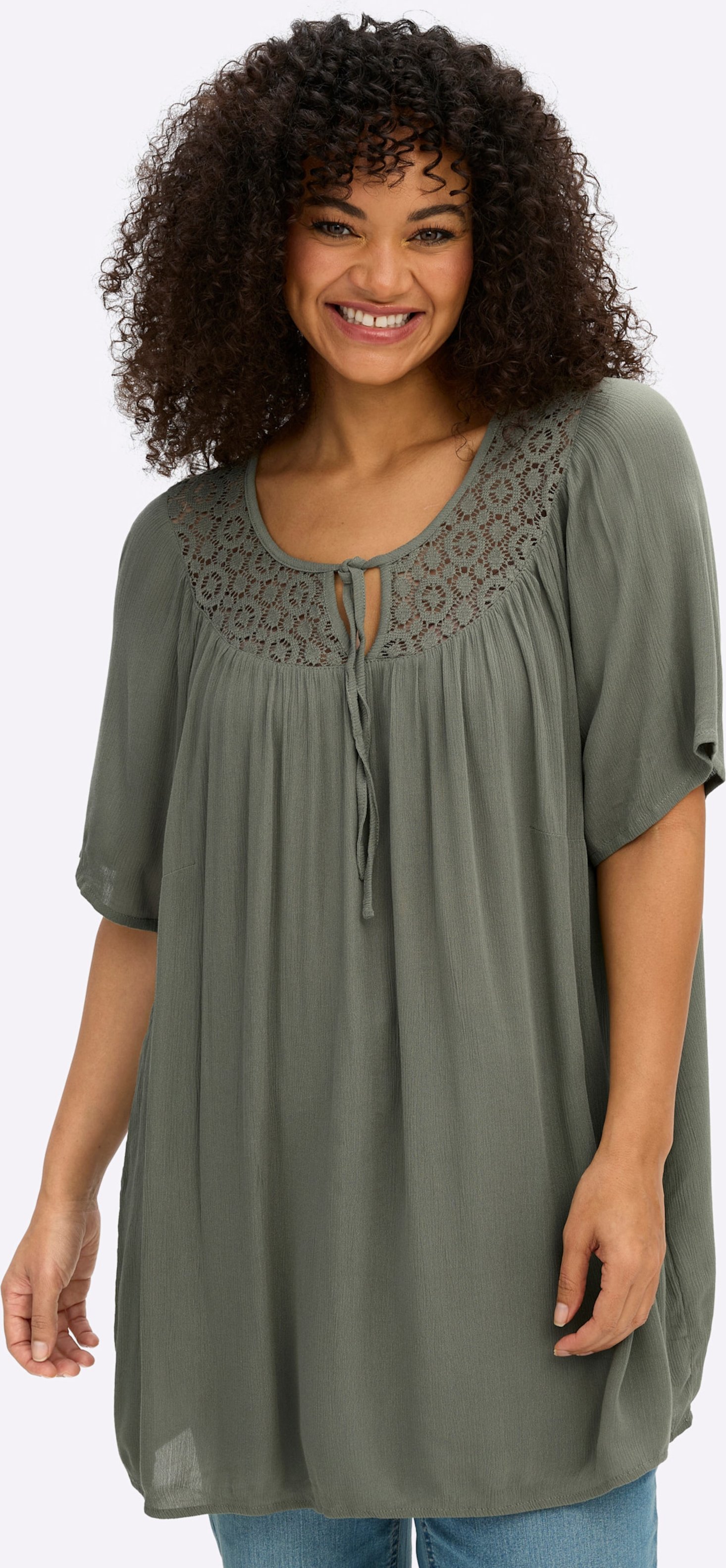 Sheego Tunika mit Spitzen-Einsatz