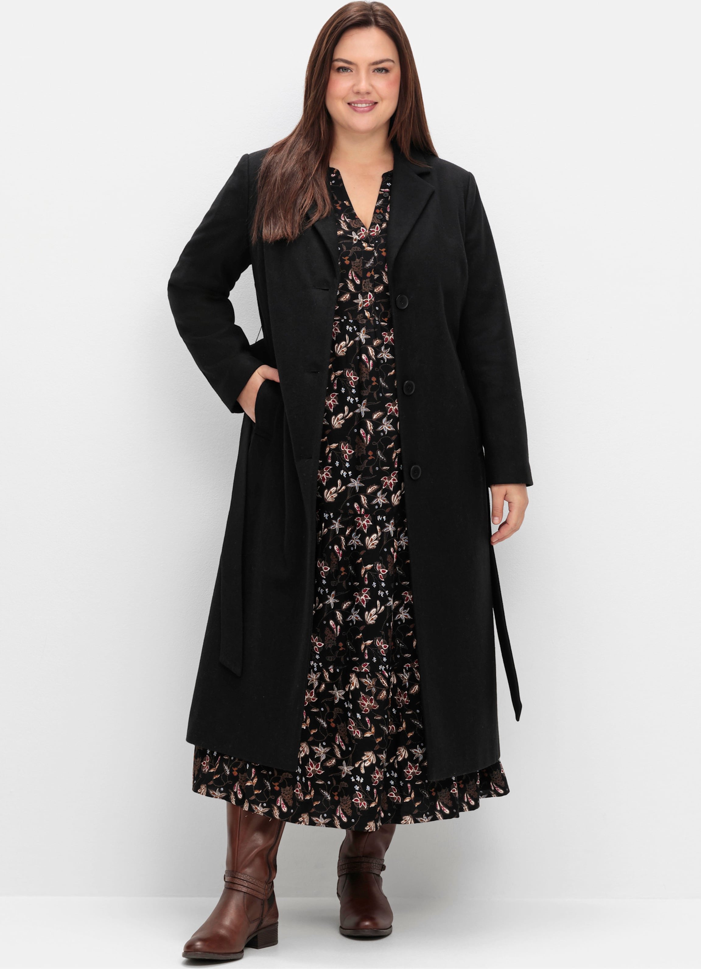 Sheego Wintermantel in angerauter Qualität mit Woll-Anteil