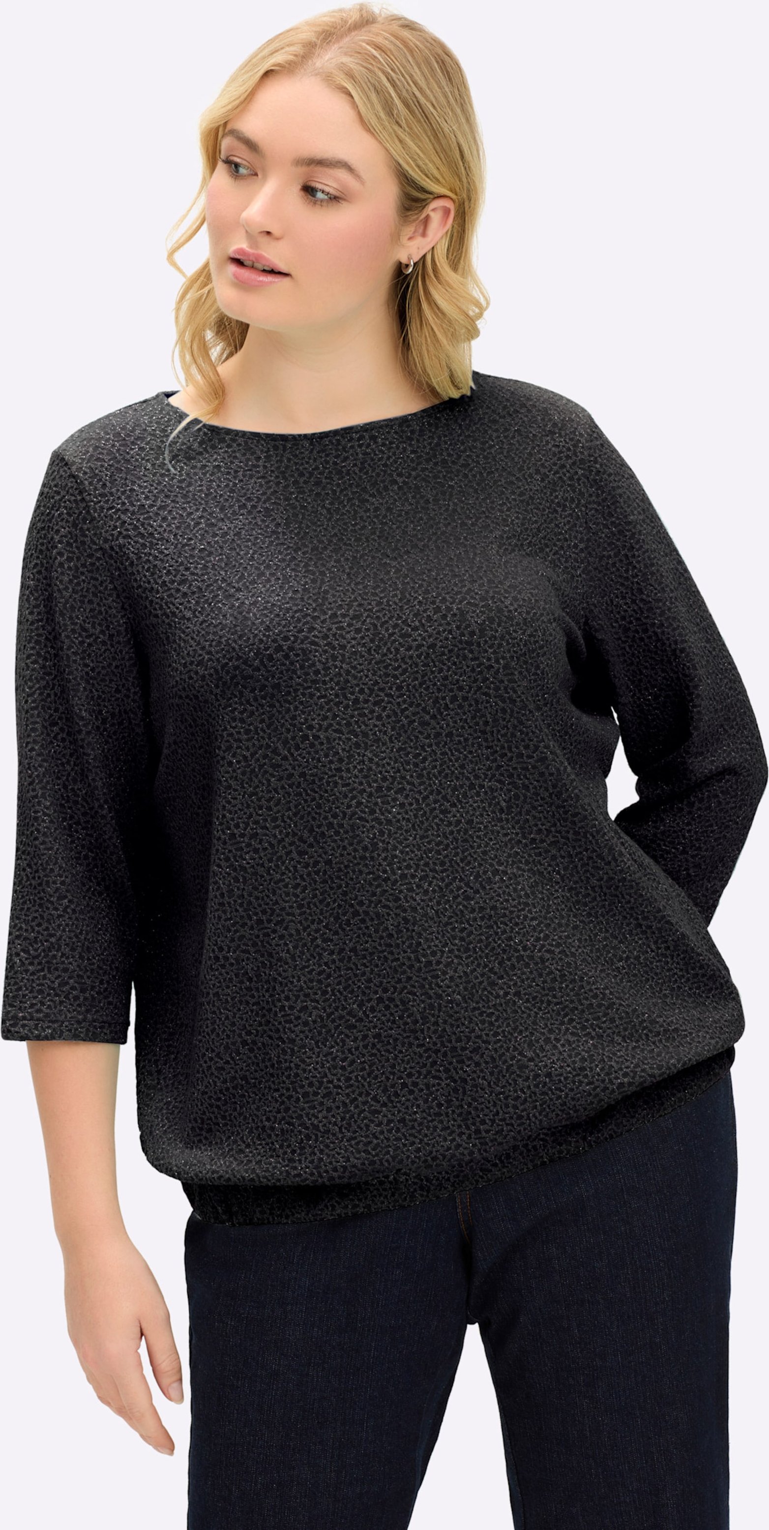 Sheego Sweatshirt mit Effektgarn und 3/4-Ärmeln