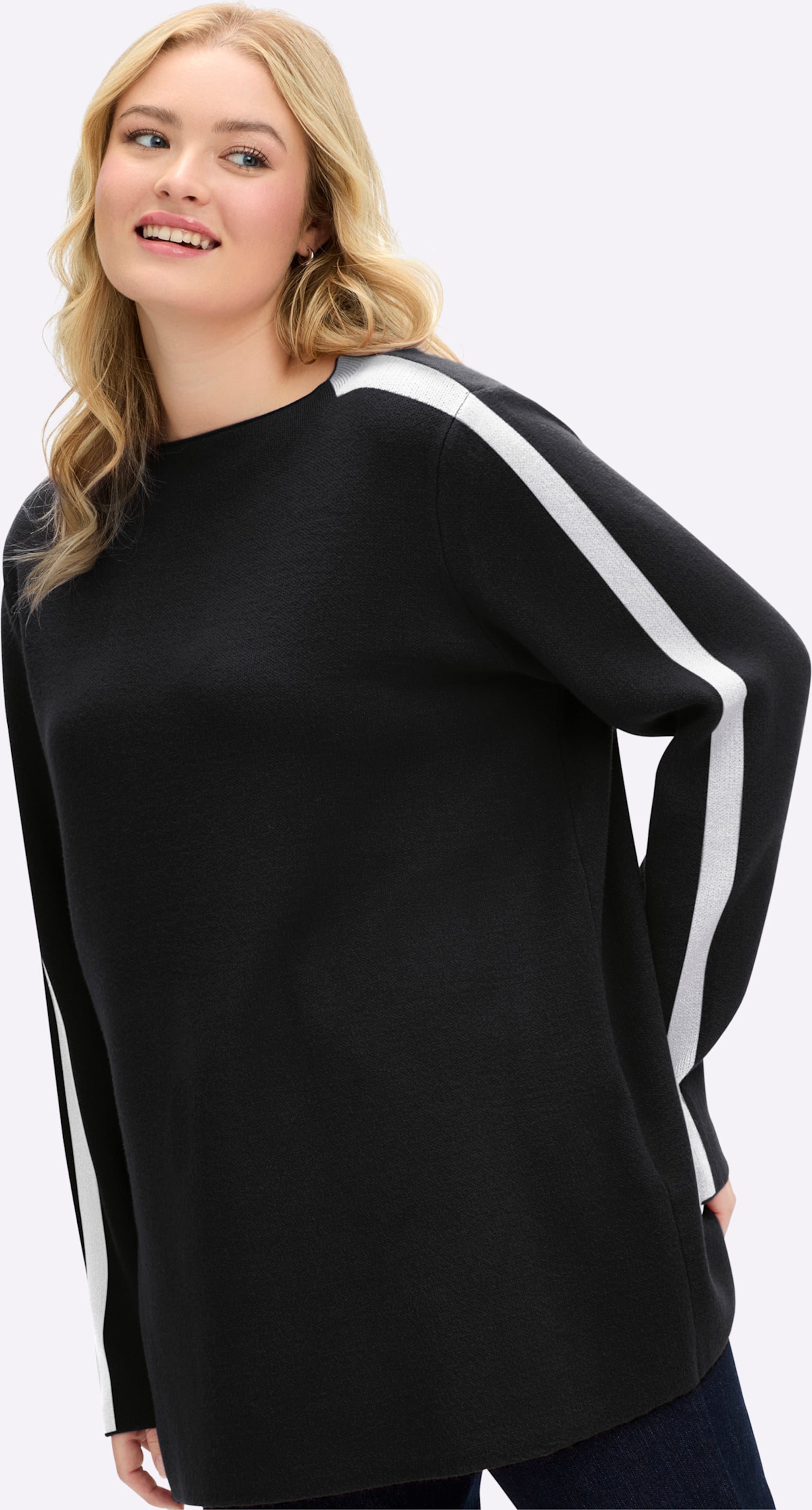 Sheego Strickpullover mit Jacquard-Streifen