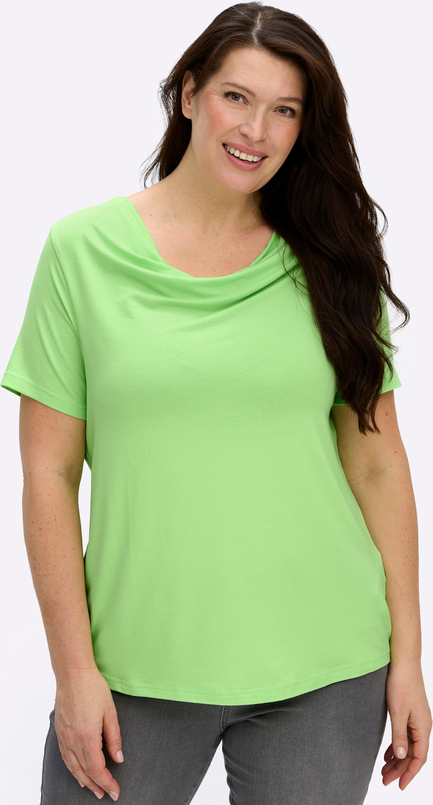 Sheego Wasserfallshirt mit kurzen Ärmeln