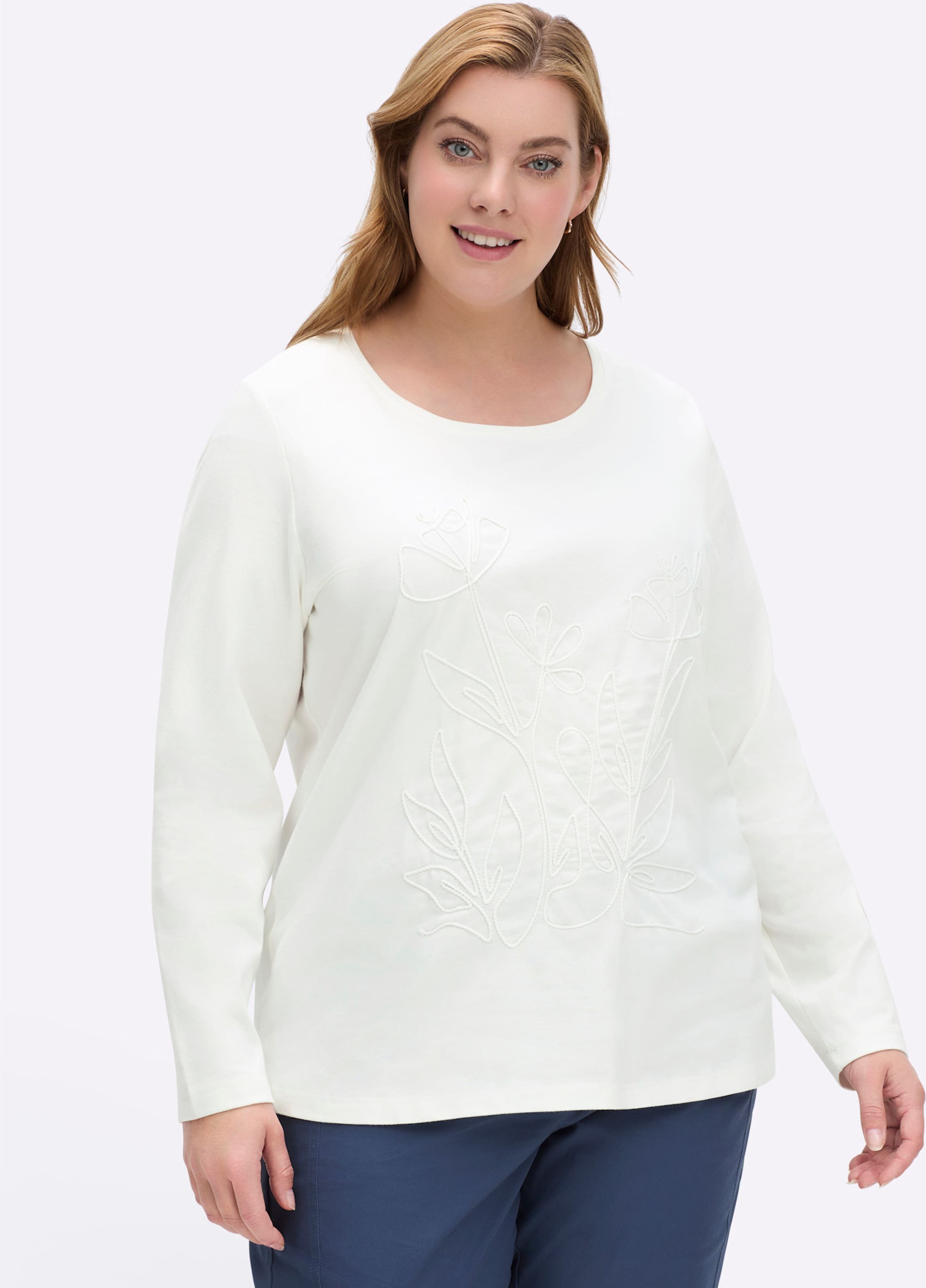 Sheego Rundhalsshirt mit Kordel-Stickerei