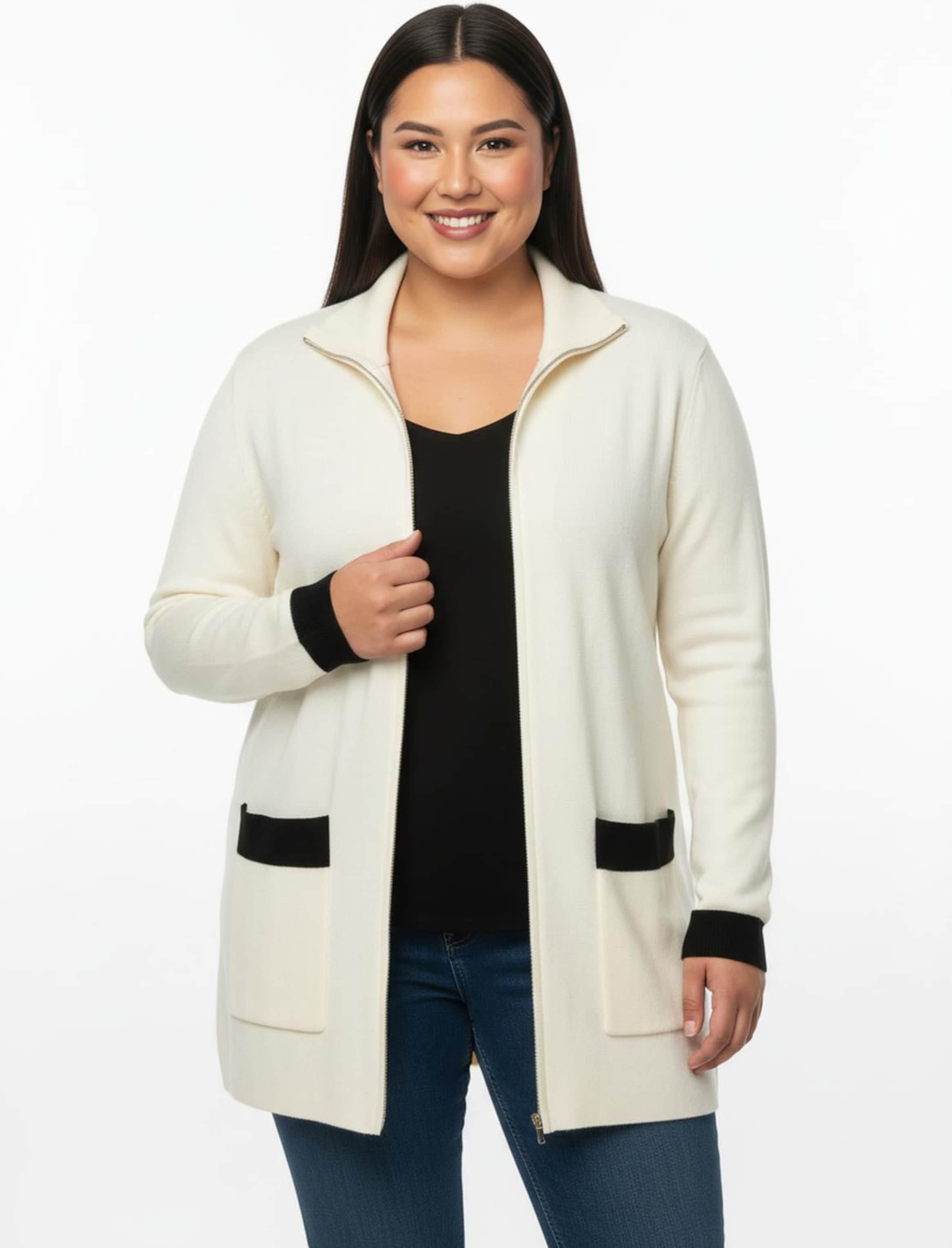 Sheego Longstrickjacke mit Reißverschluss