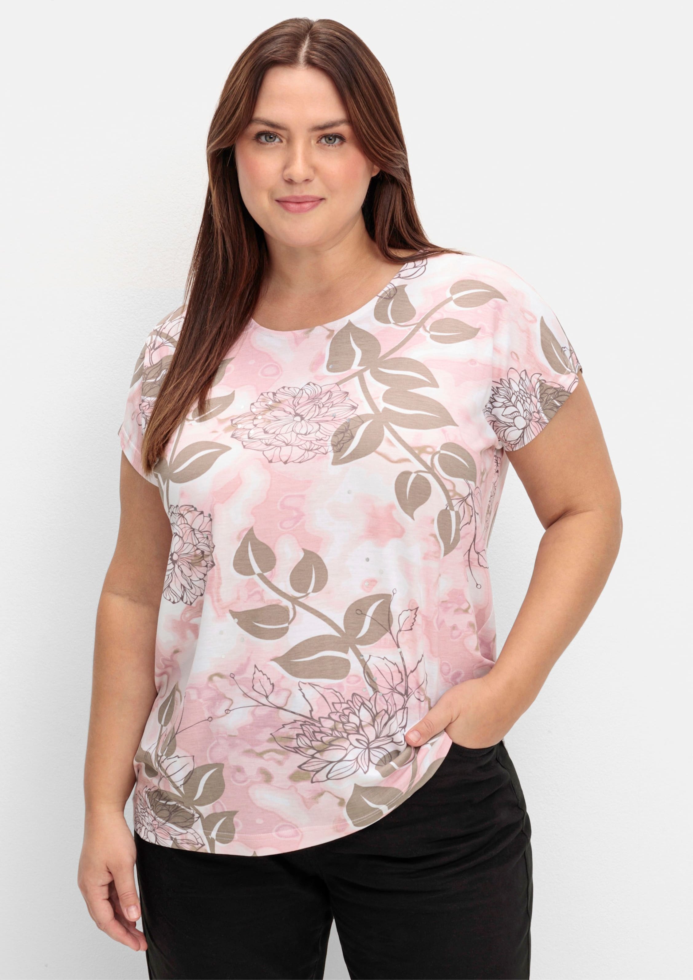 Sheego Rundhalsshirt mit Foliendruck, Viskose