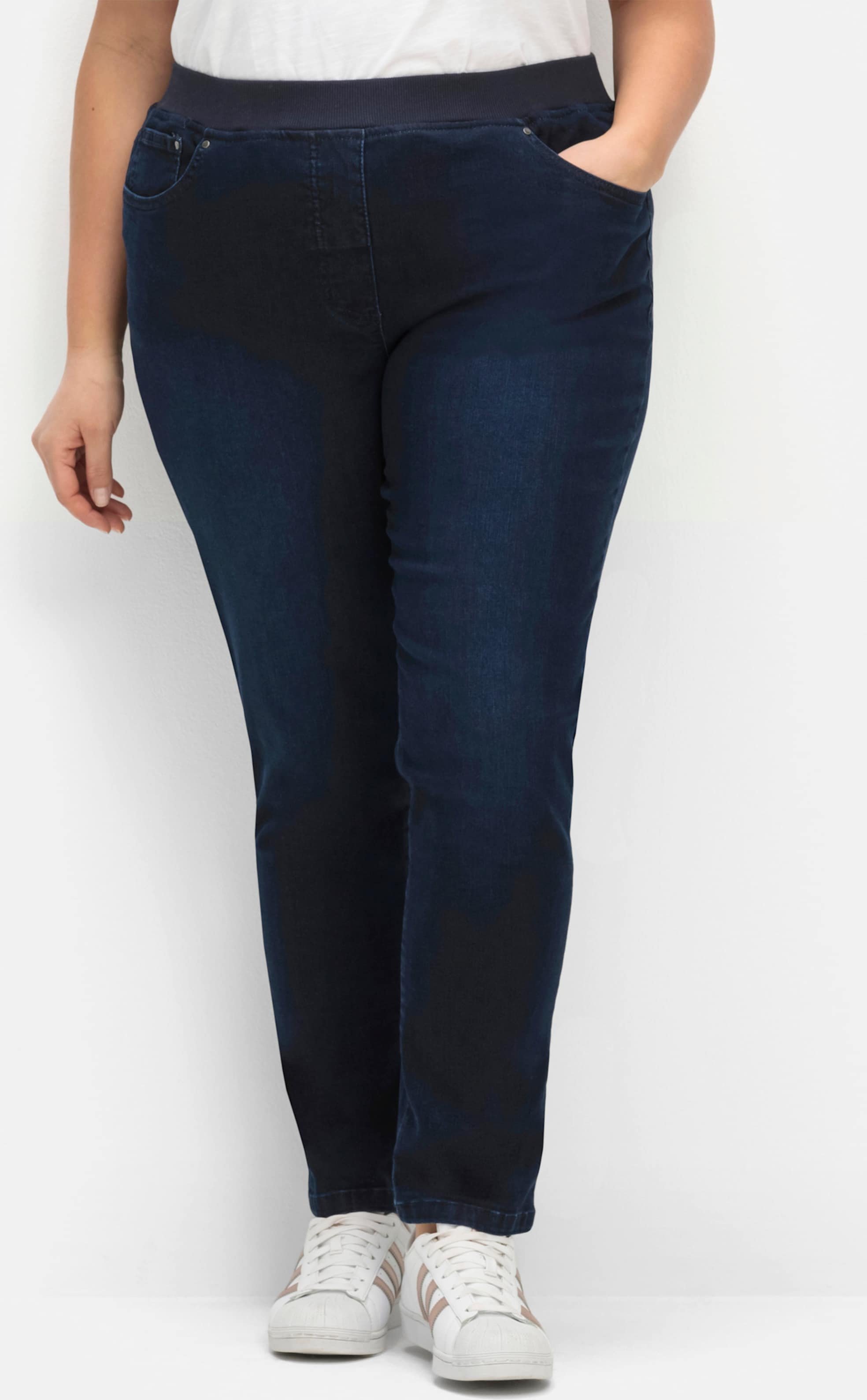 Thumbnail - Sheego Jeans mit Rippenstrick-Bund