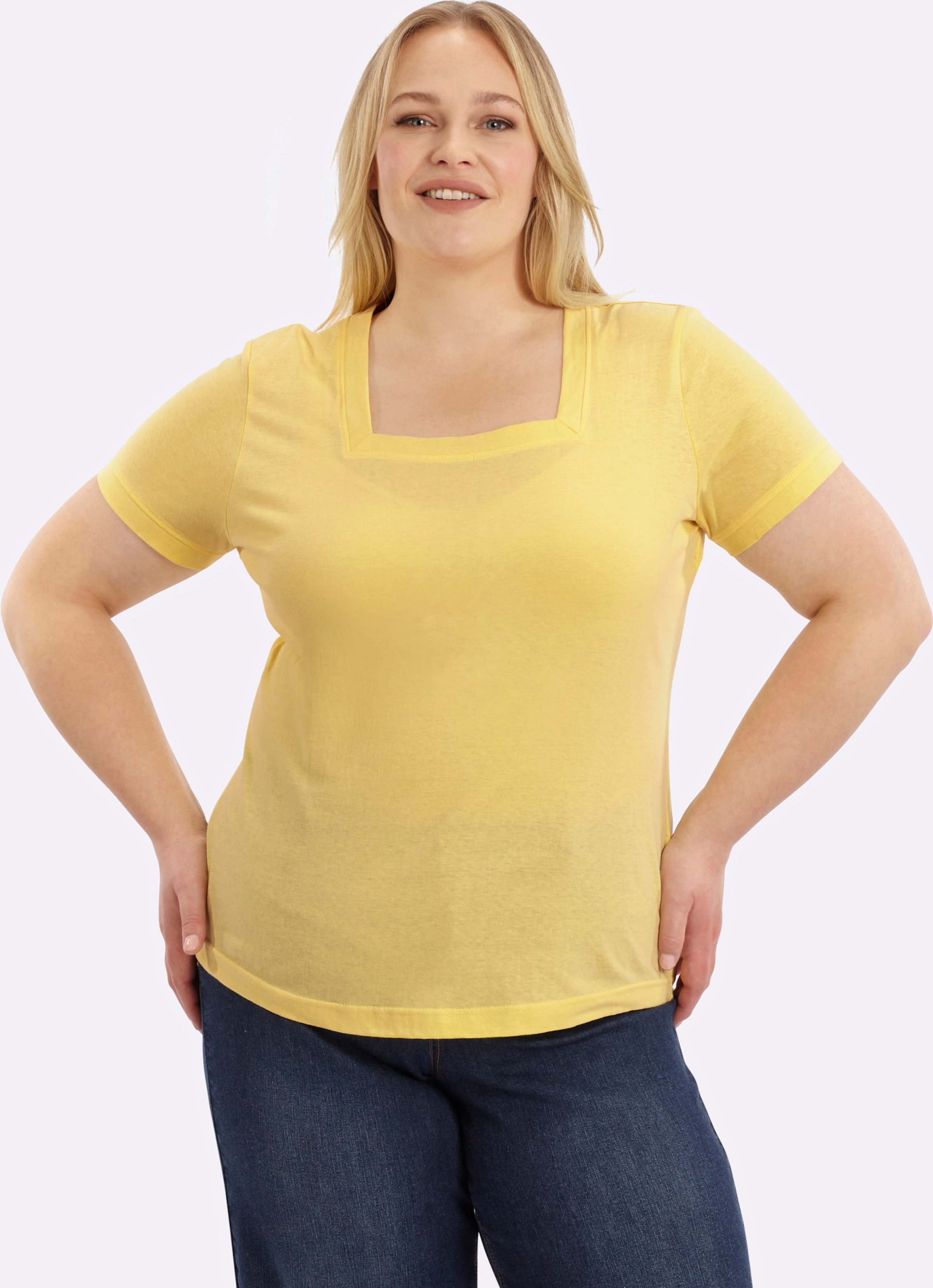 Sheego Kurzarmshirt mit Karree-Ausschnitt