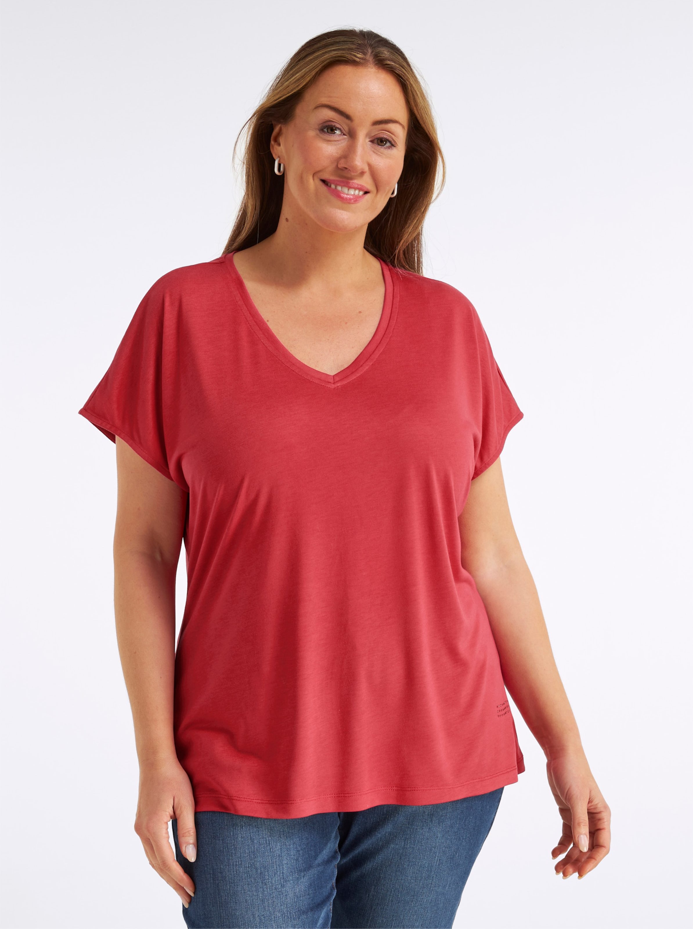 Sheego V-Shirt mit Strass-Detail