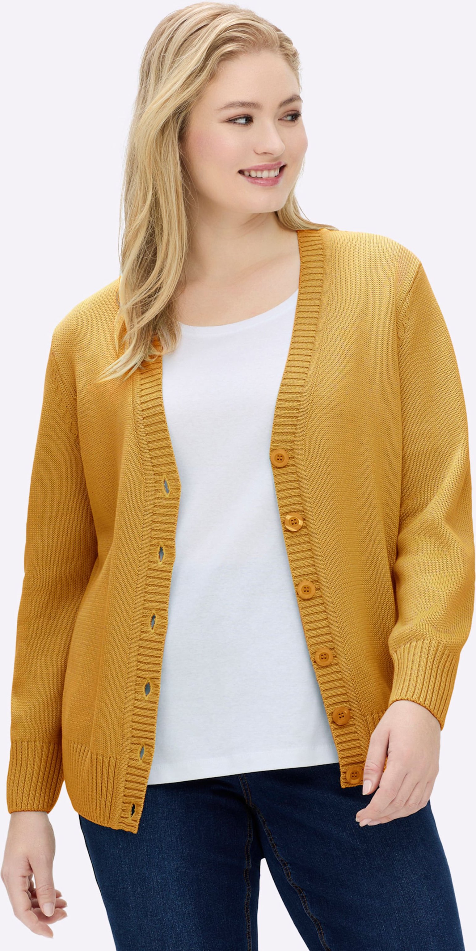 Thumbnail - Sheego Strickjacke mit farblich abgestimmten Knöpfen