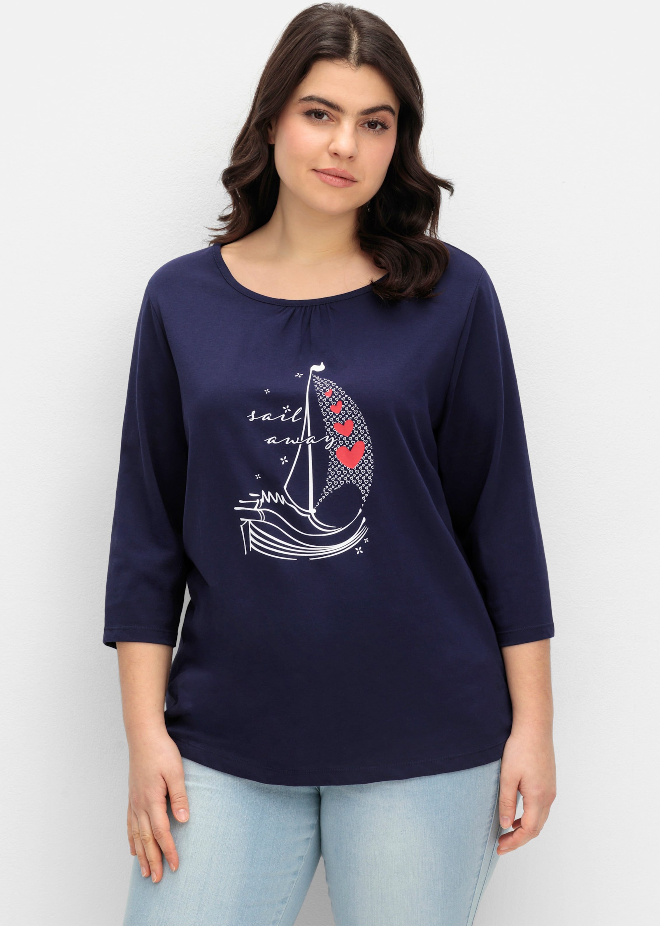 Sheego 3/4-Arm-Shirt aus reiner Baumwolle