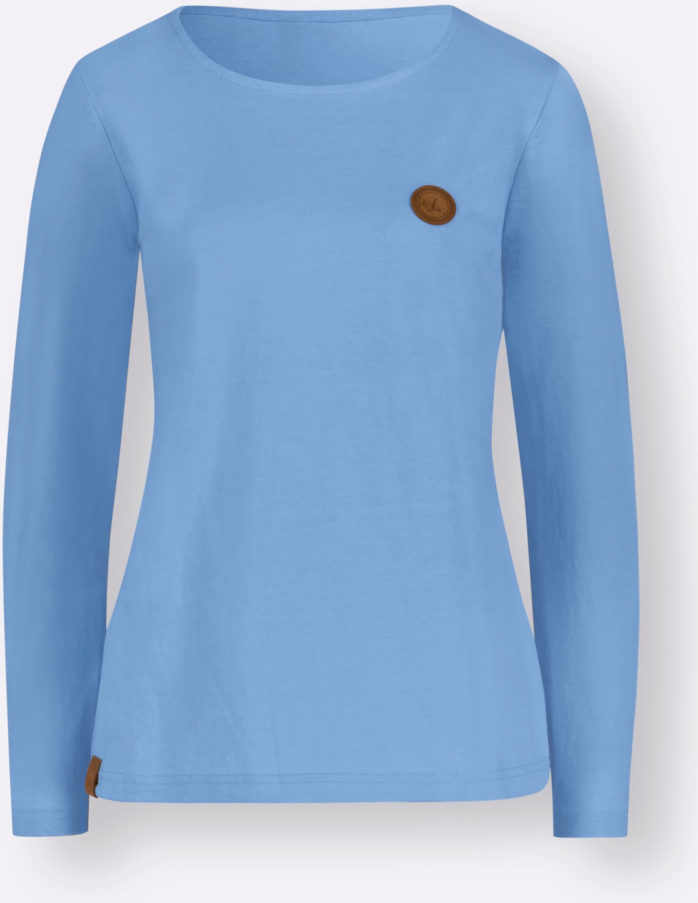 Sheego Longsleeve mit paspeliertem Rundhals-Ausschnitt