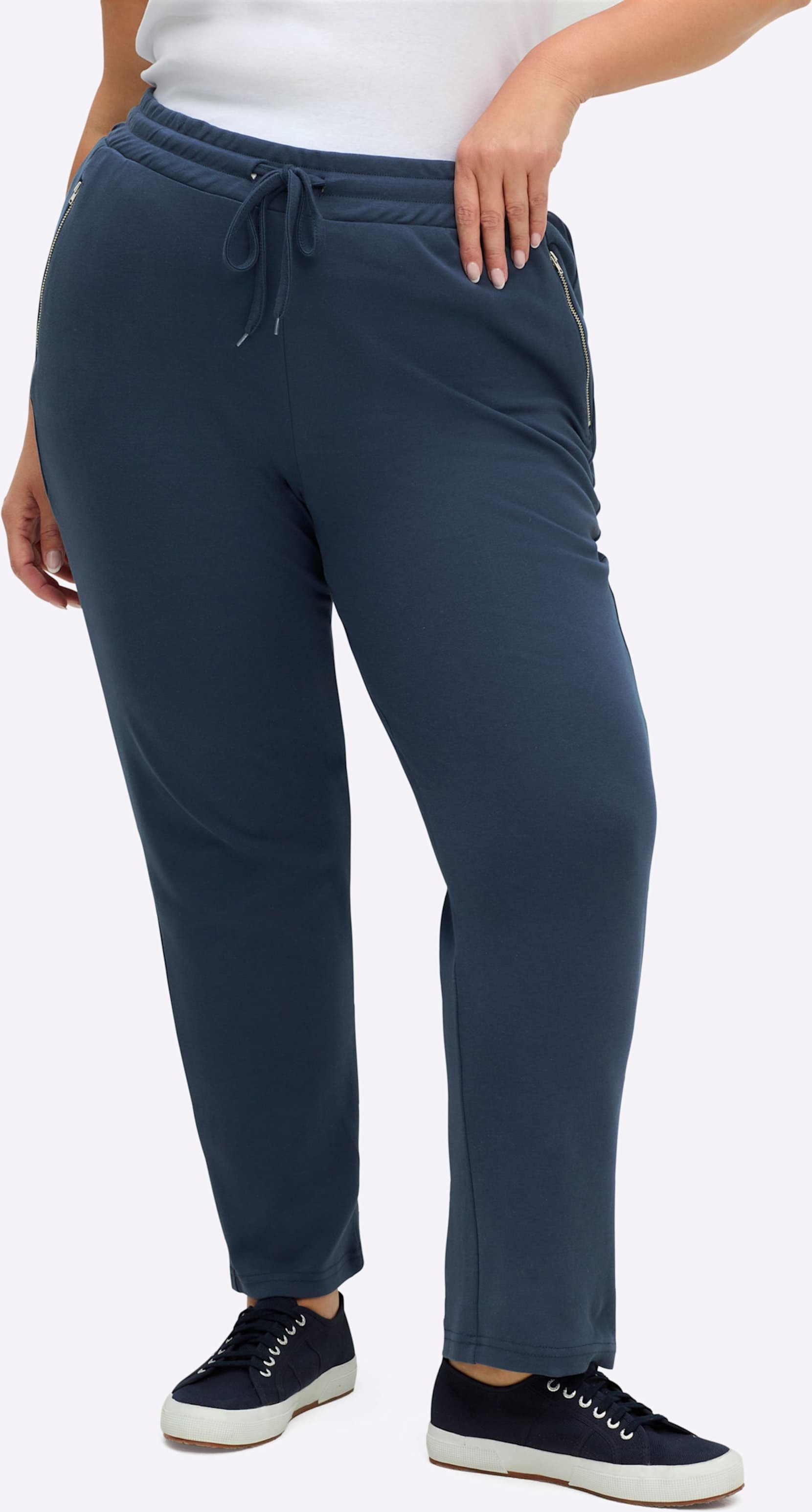 Sheego Jerseyhose mit Bindeband