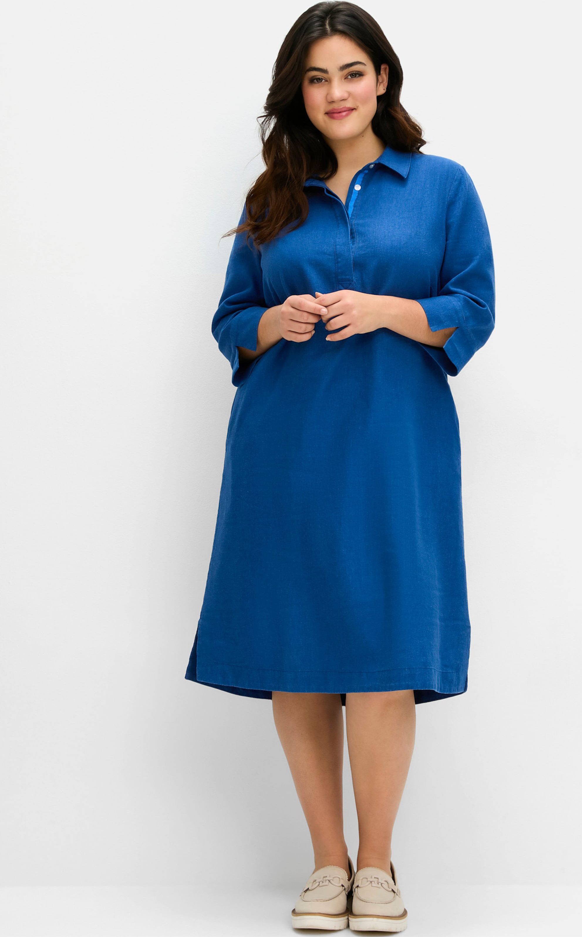 Sheego Hemdblusenkleid aus Leinen-Mix