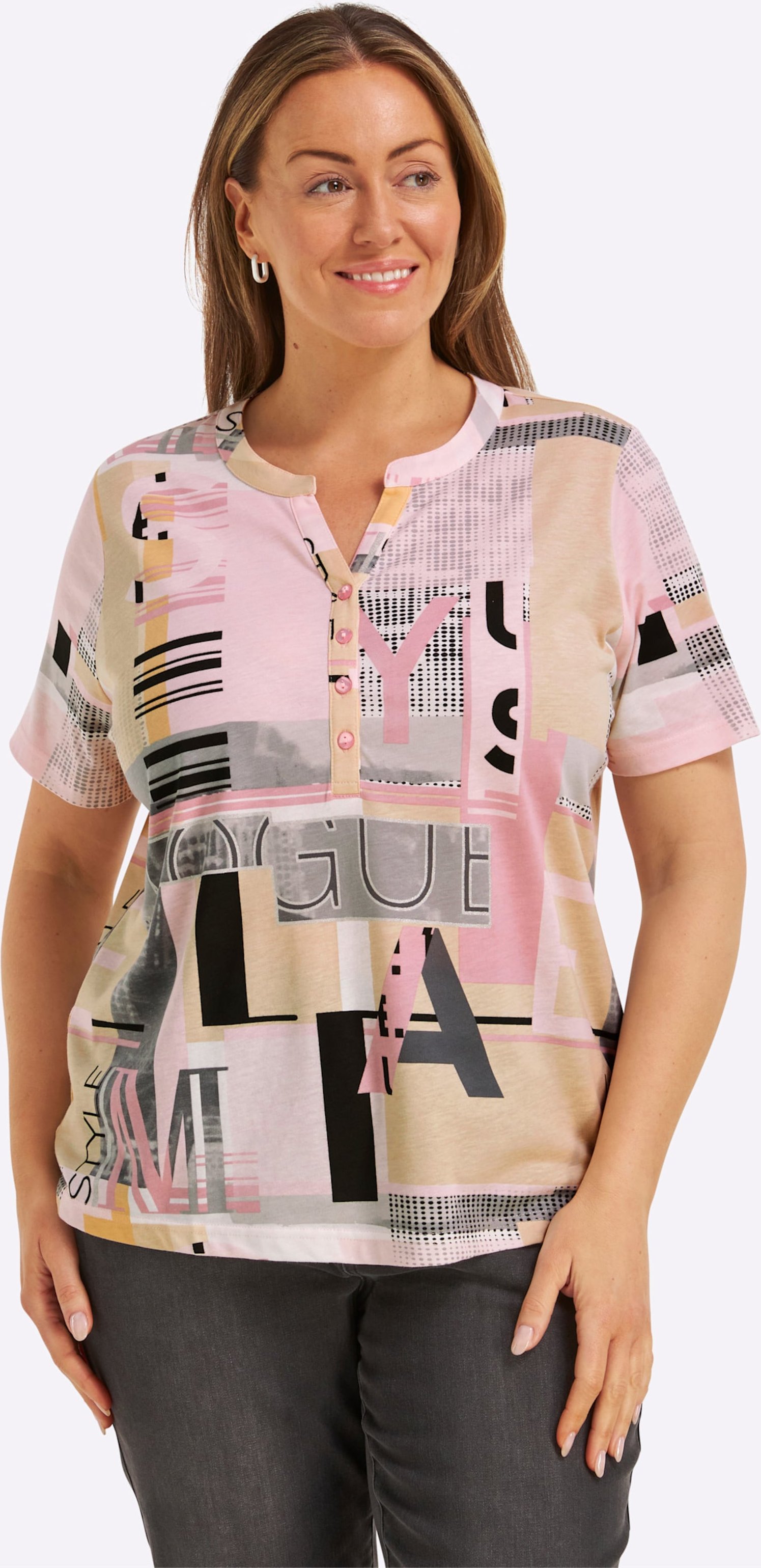 Thumbnail - Sheego Kurzarmshirt im Baumwoll-Modal-Mix