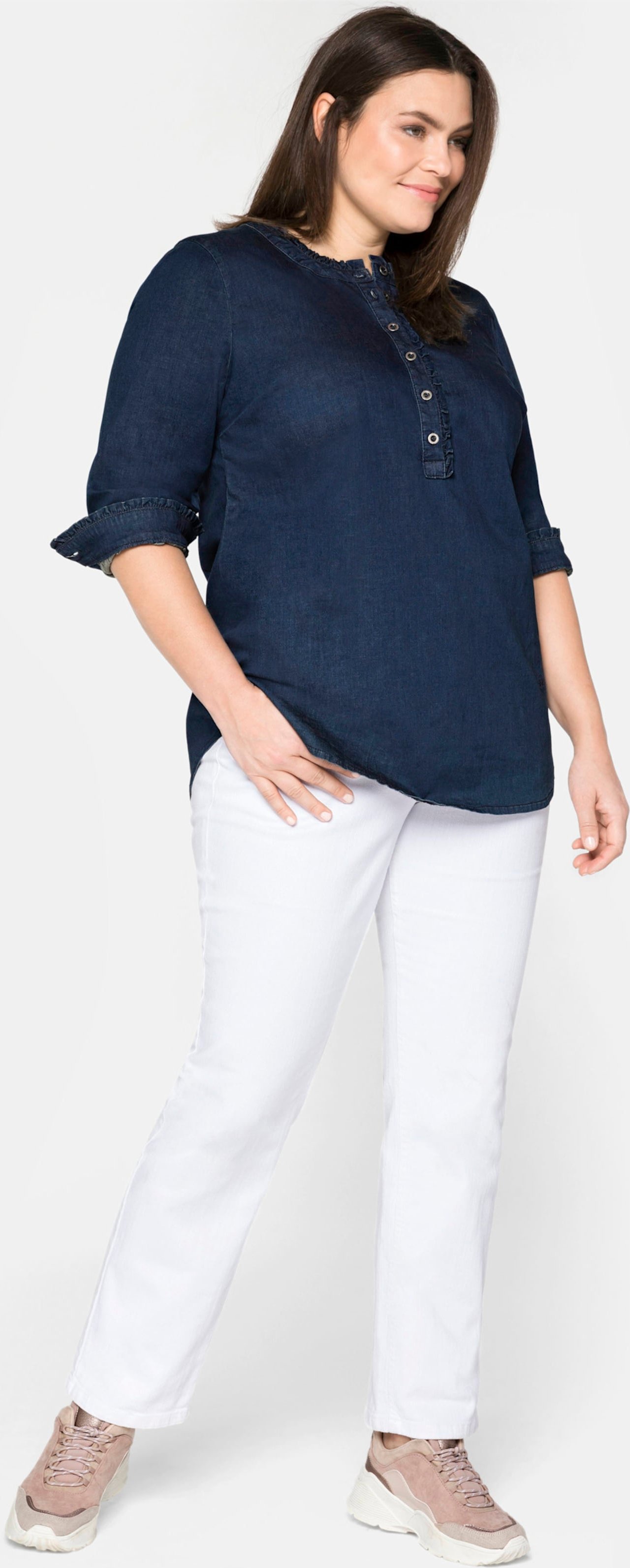 Sheego Gerade Jeans mit Used-Effekten