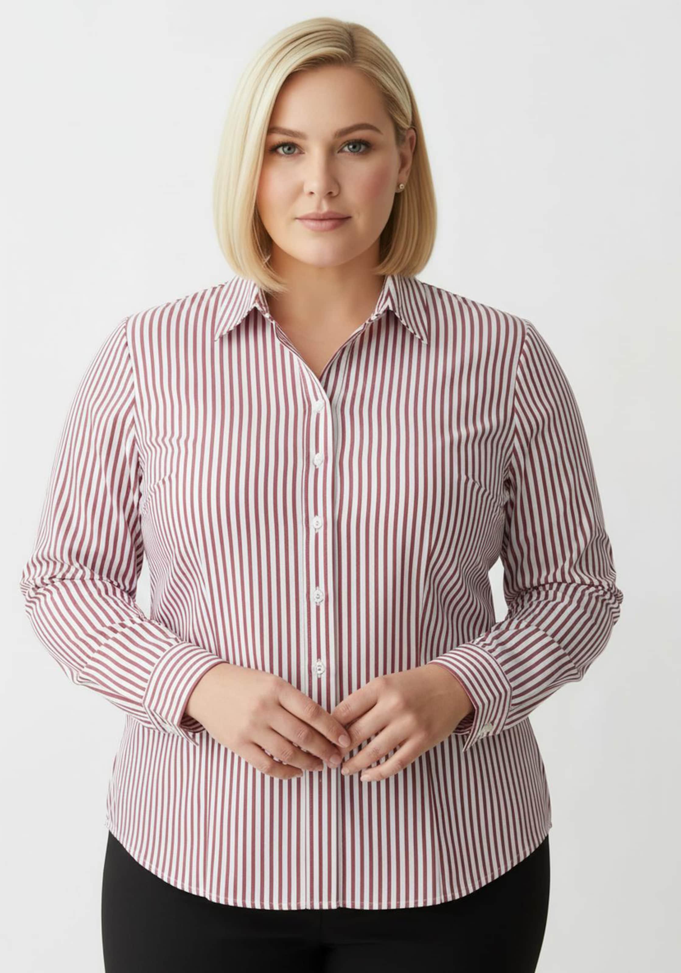 Sheego Gestreifte Bluse mit längenregulierbaren Ärmeln