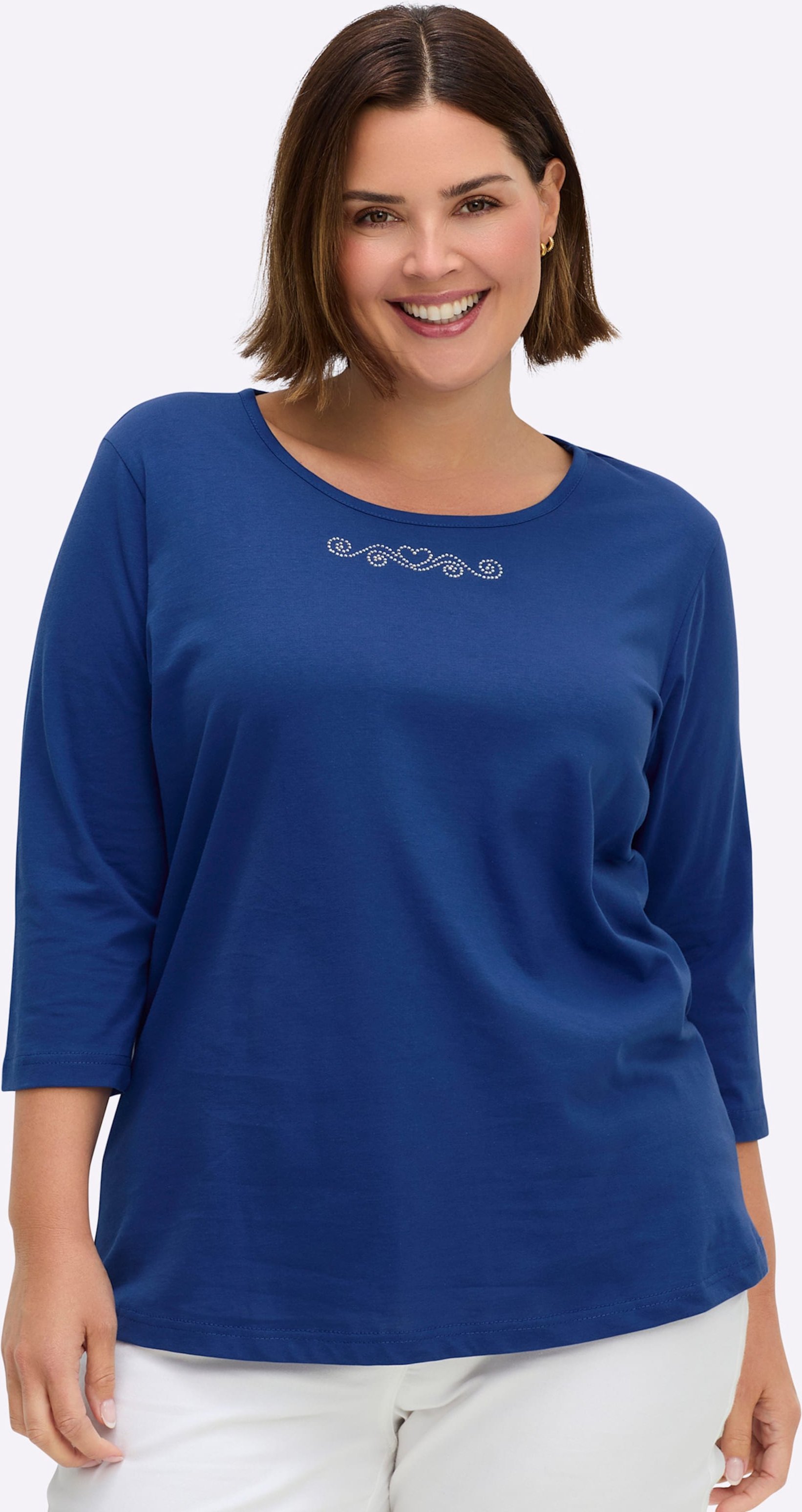Sheego 3/4-Arm-Shirt mit Ziersteinchen