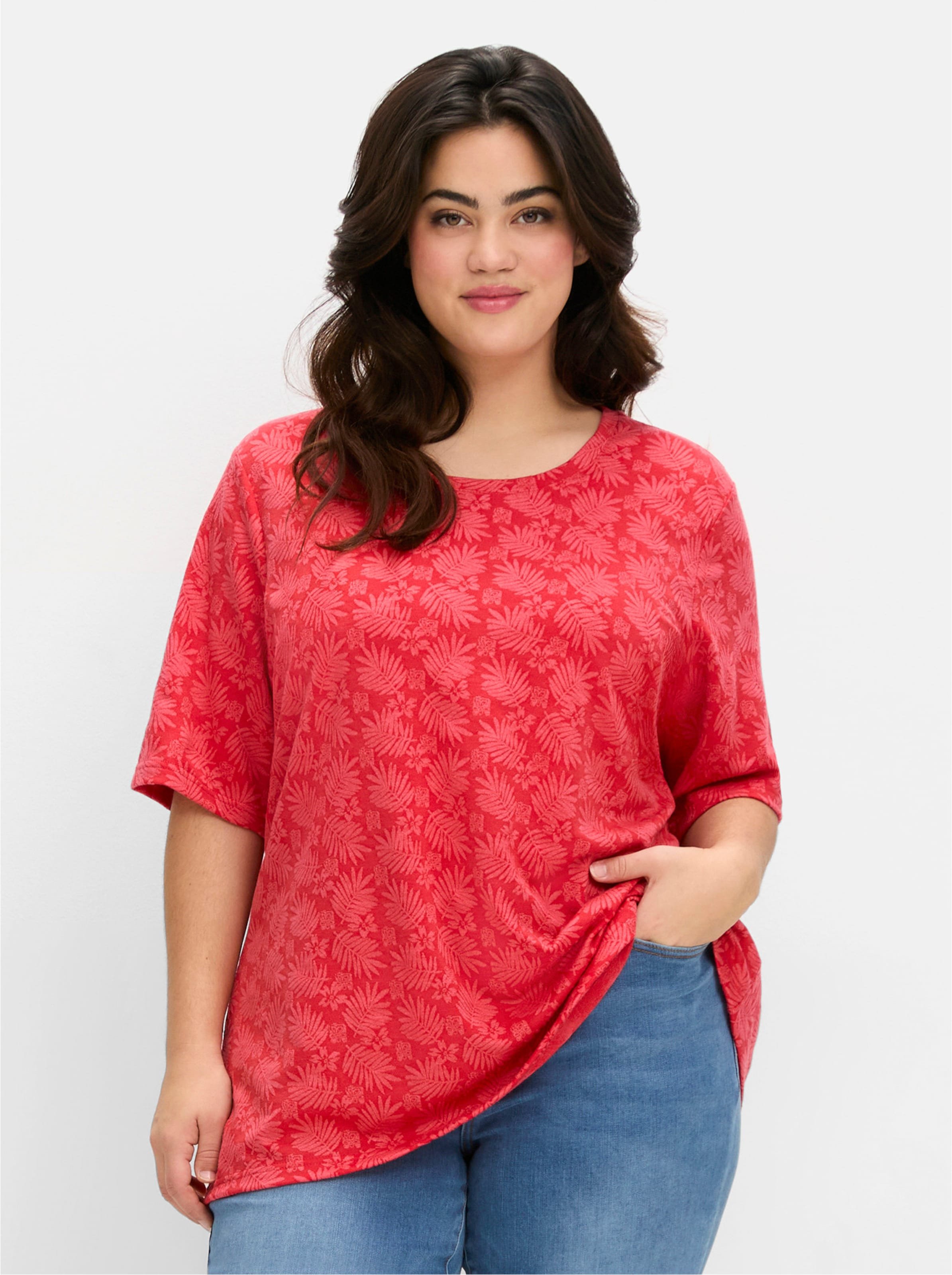 Sheego Rundhalsshirt mit tonigem Jacquardmuster