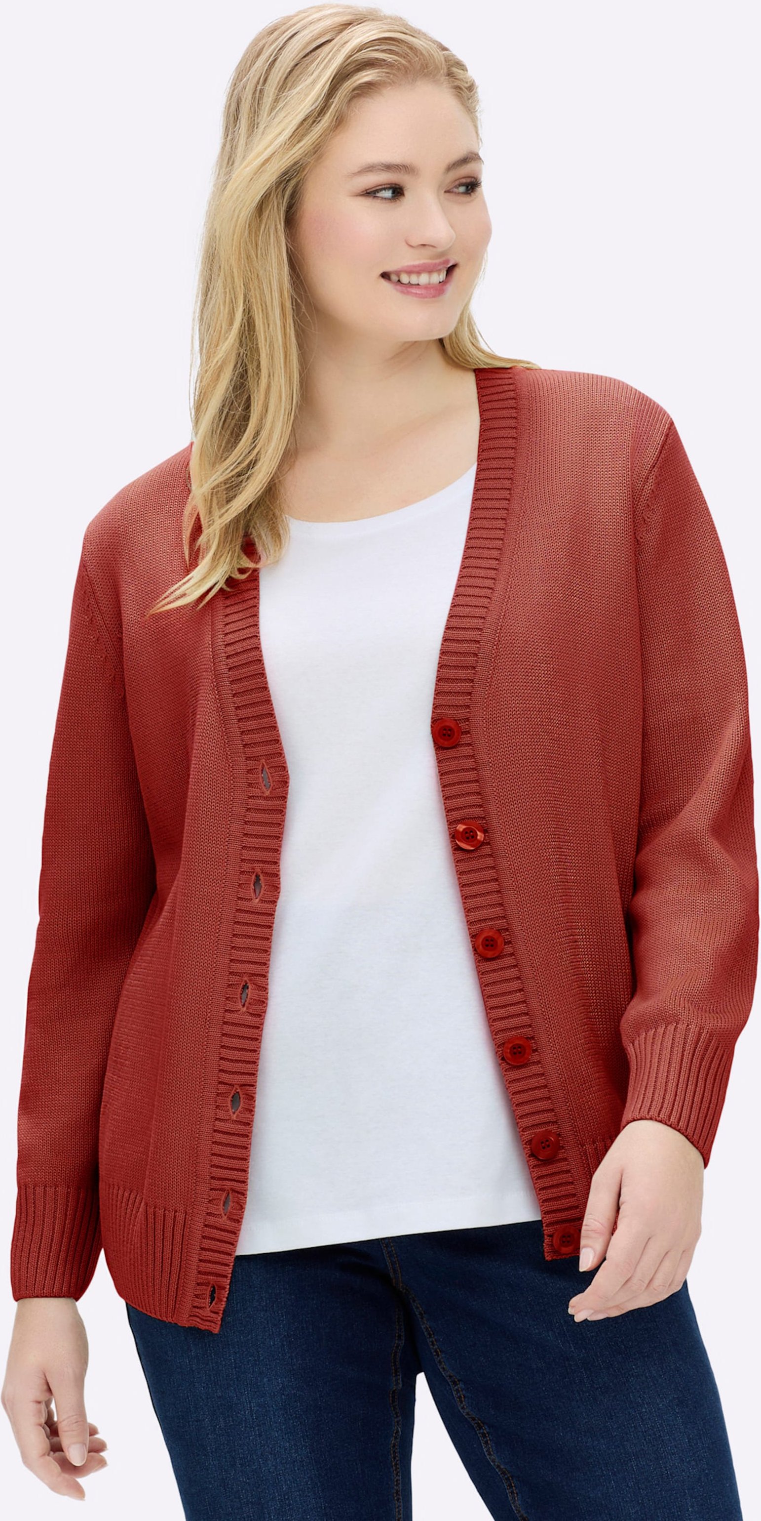 Sheego Strickjacke mit farblich abgestimmten Knöpfen