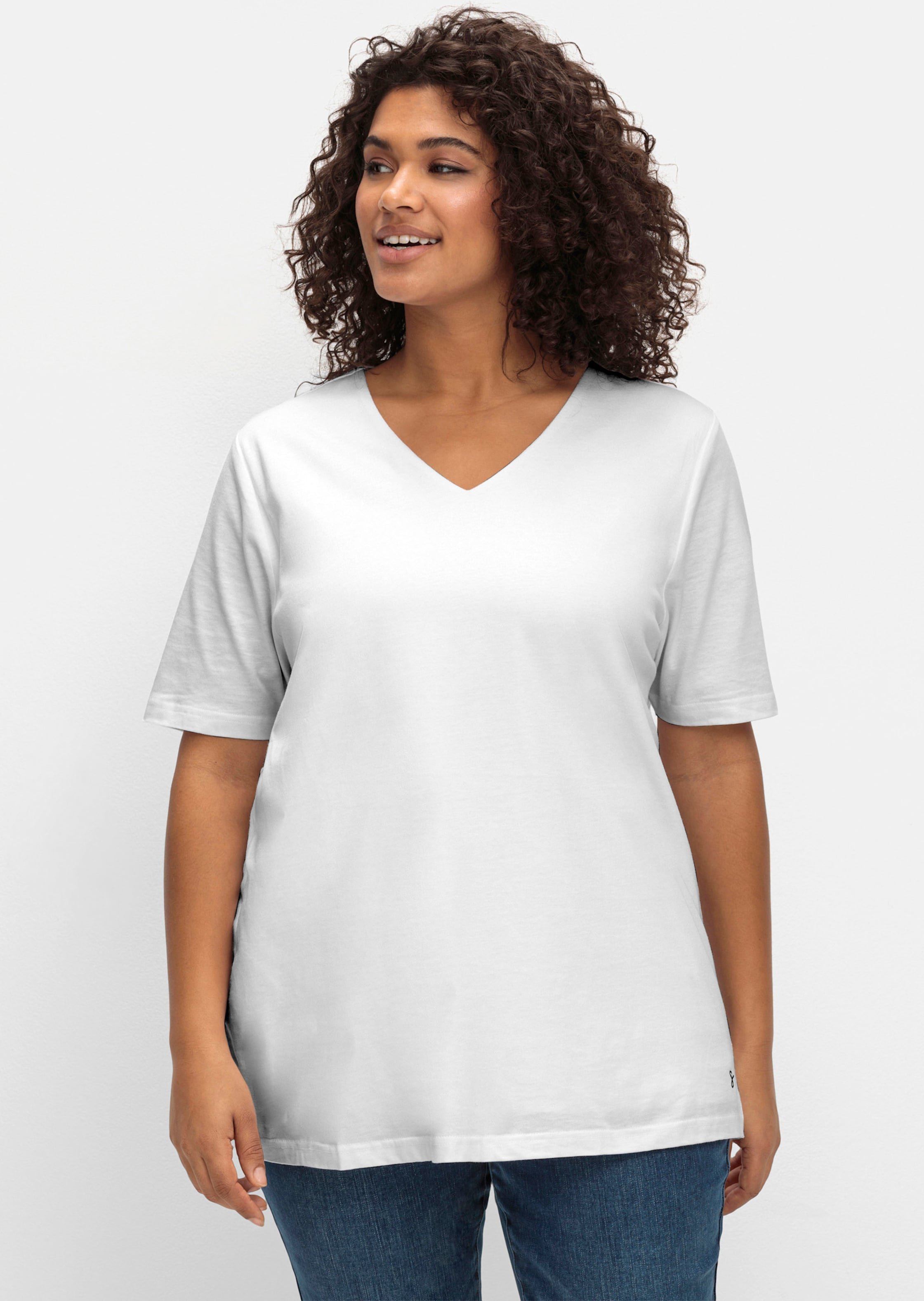 Sheego T-Shirt mit doppellagigem Vorderteil